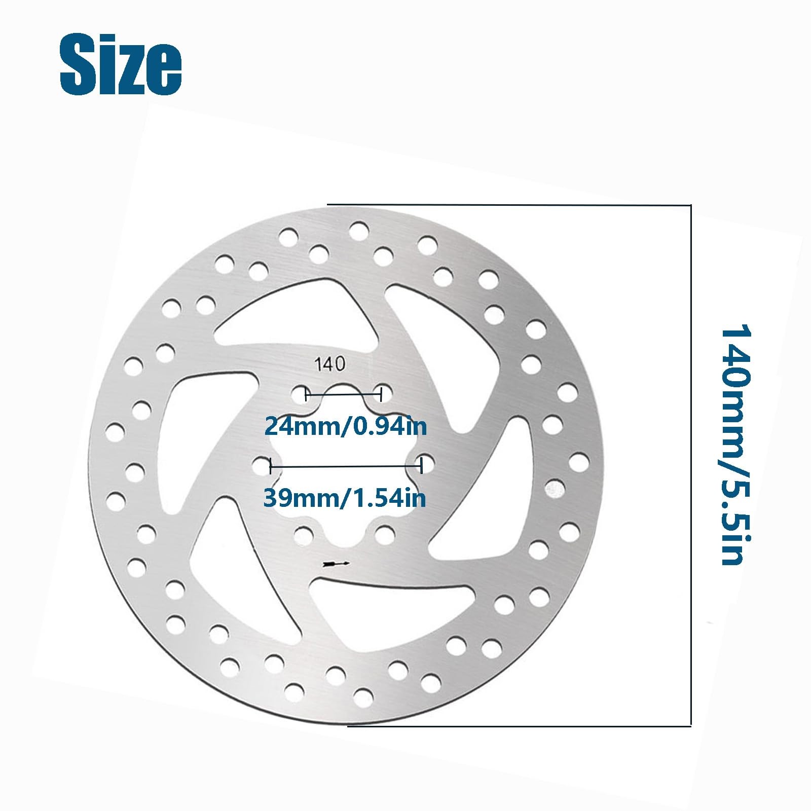 140mm Electric Scooter Brake Rotor in Stainless Steel, 140mm, silver