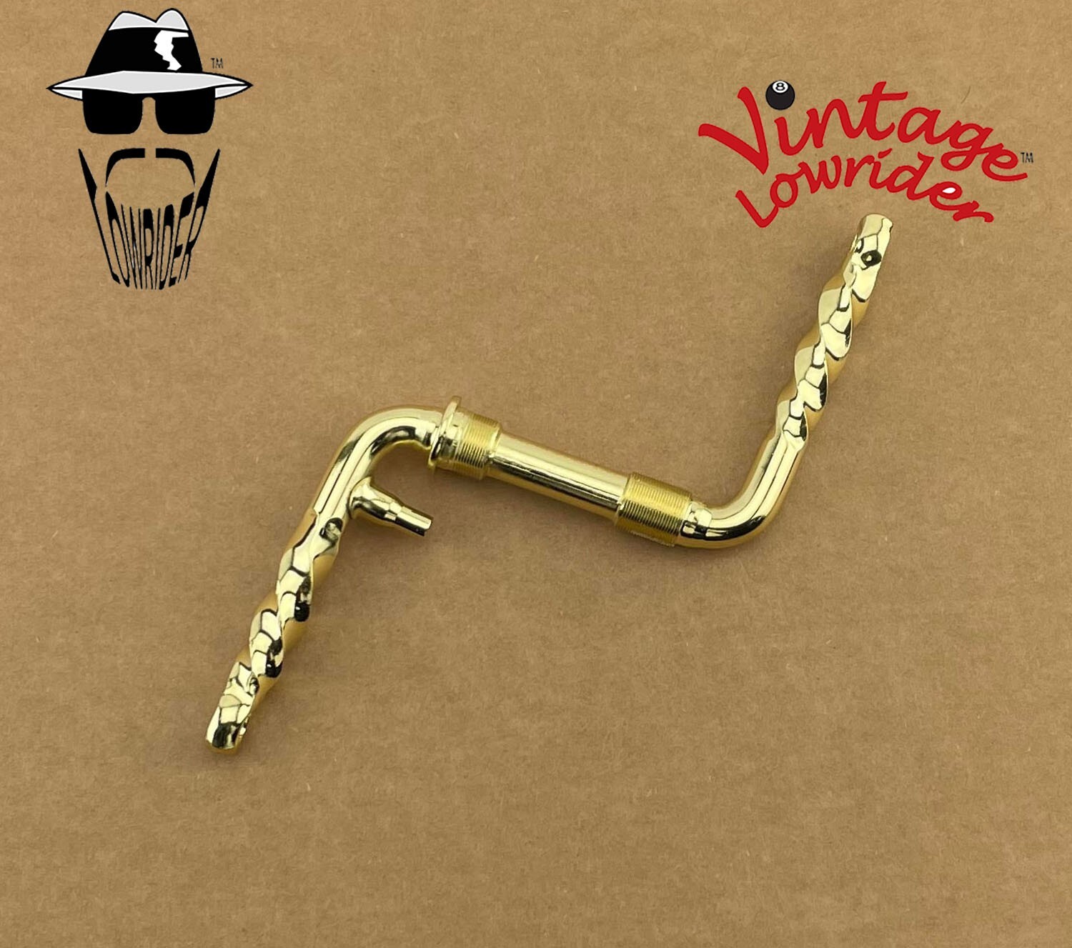 VINTAGE LOWRIDER 4 1/2″ (115MM) BICYCLE TWISTED STEEL ONE PIECE CRANK GOLD.