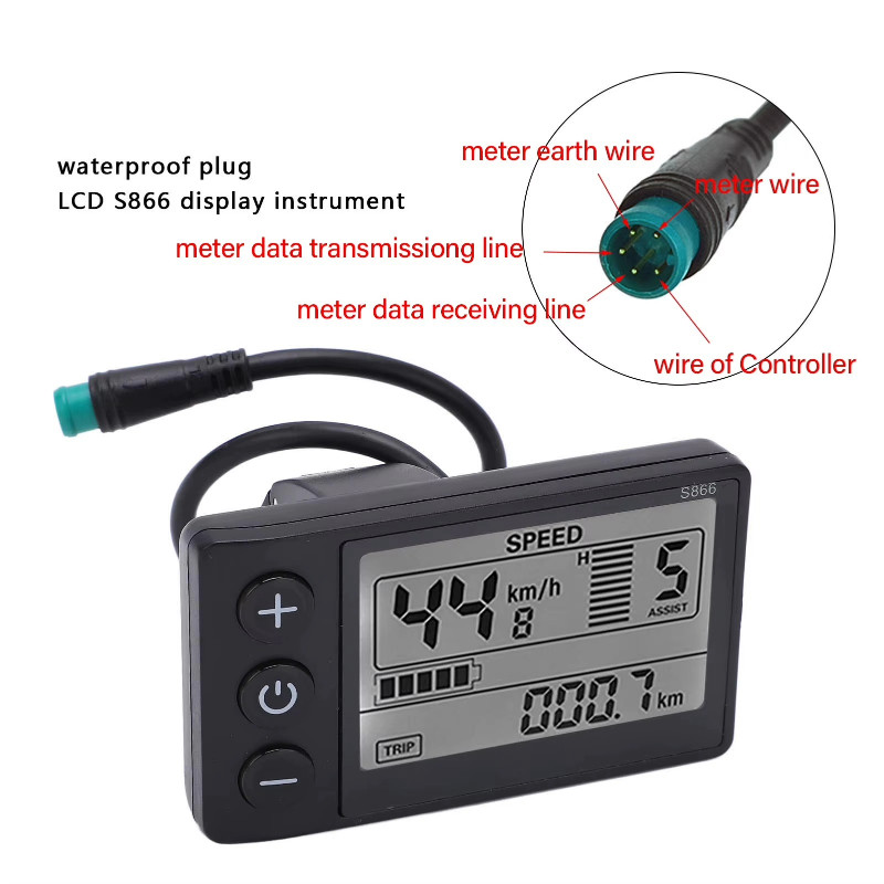 For E-bike Lcd Display 24V/36V/48V Mini E-Bicycle Electric Bike Speed Meter 2024