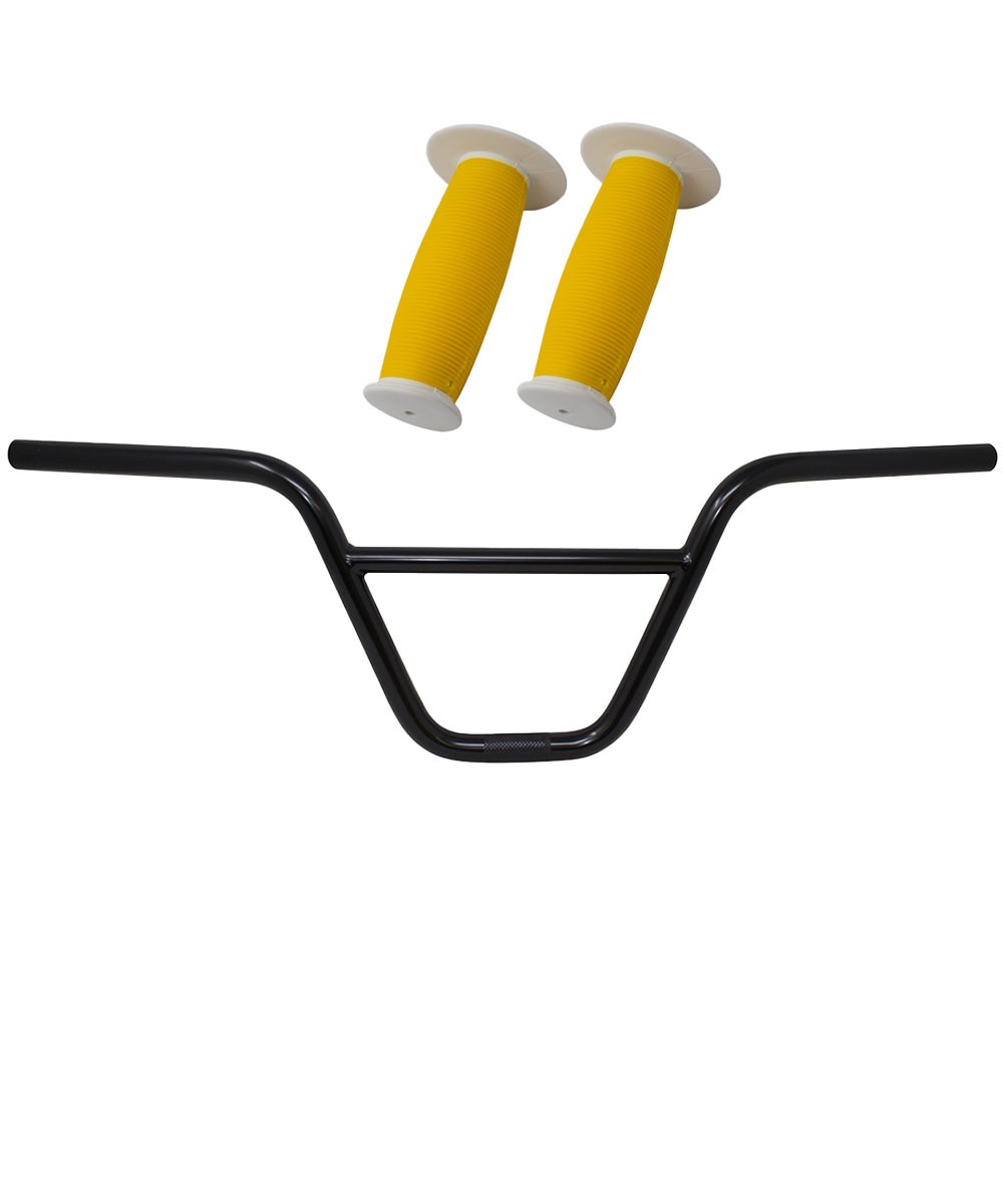 PRO+ 872 Black Handlebar & Yellow/White Mushroom Grips