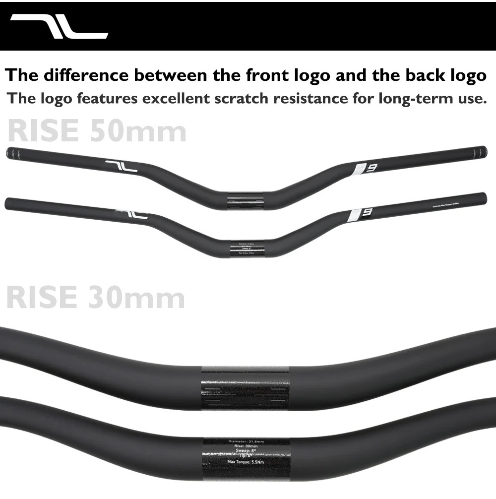 Carbon Mountain Bike Handlebar 31.8mm Clamp 780-800mm 30/50mm Rise 8 Sweep