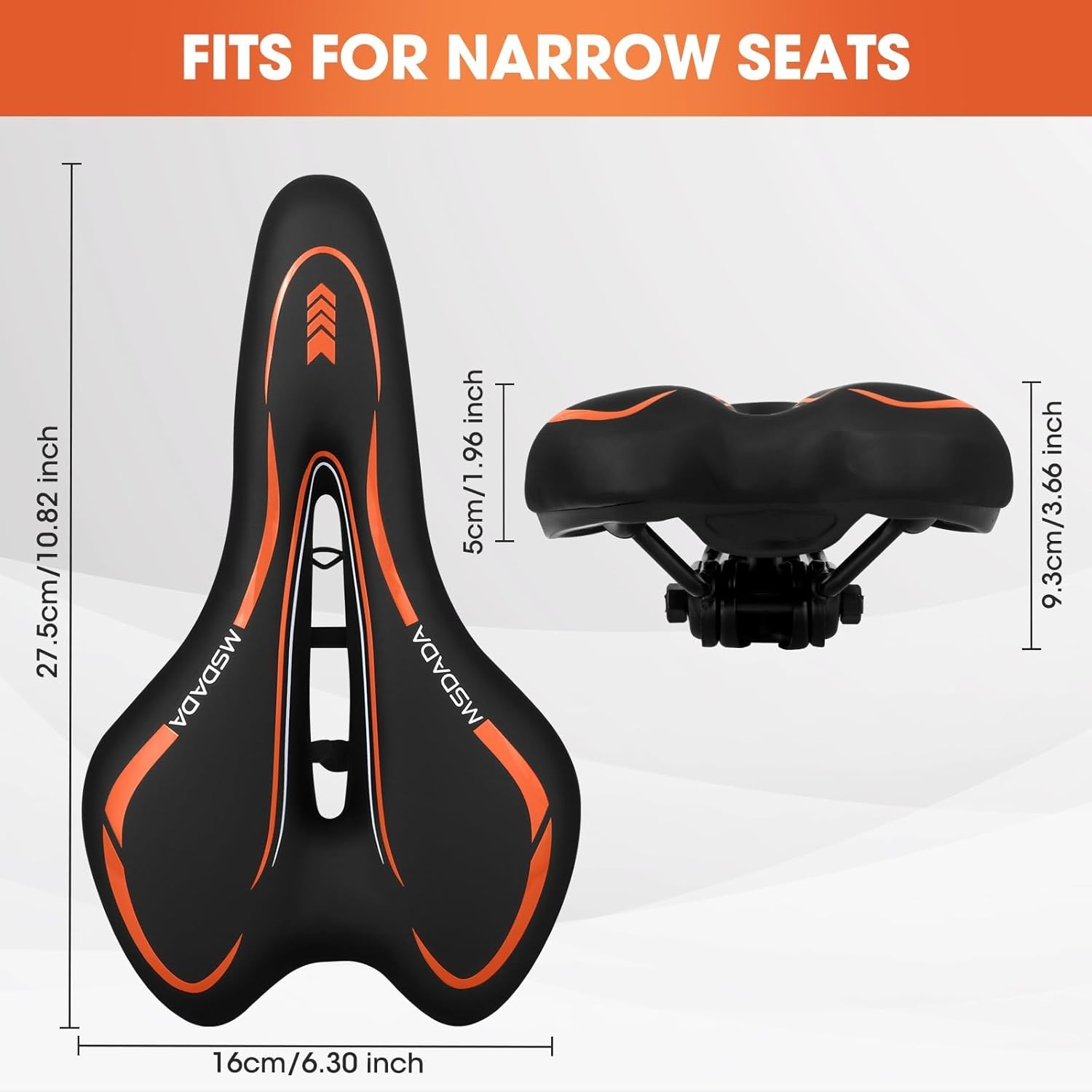 Gel Bike Seat – Comfortable Bicycle Saddle with Extra Soft Cushion Padded Orange