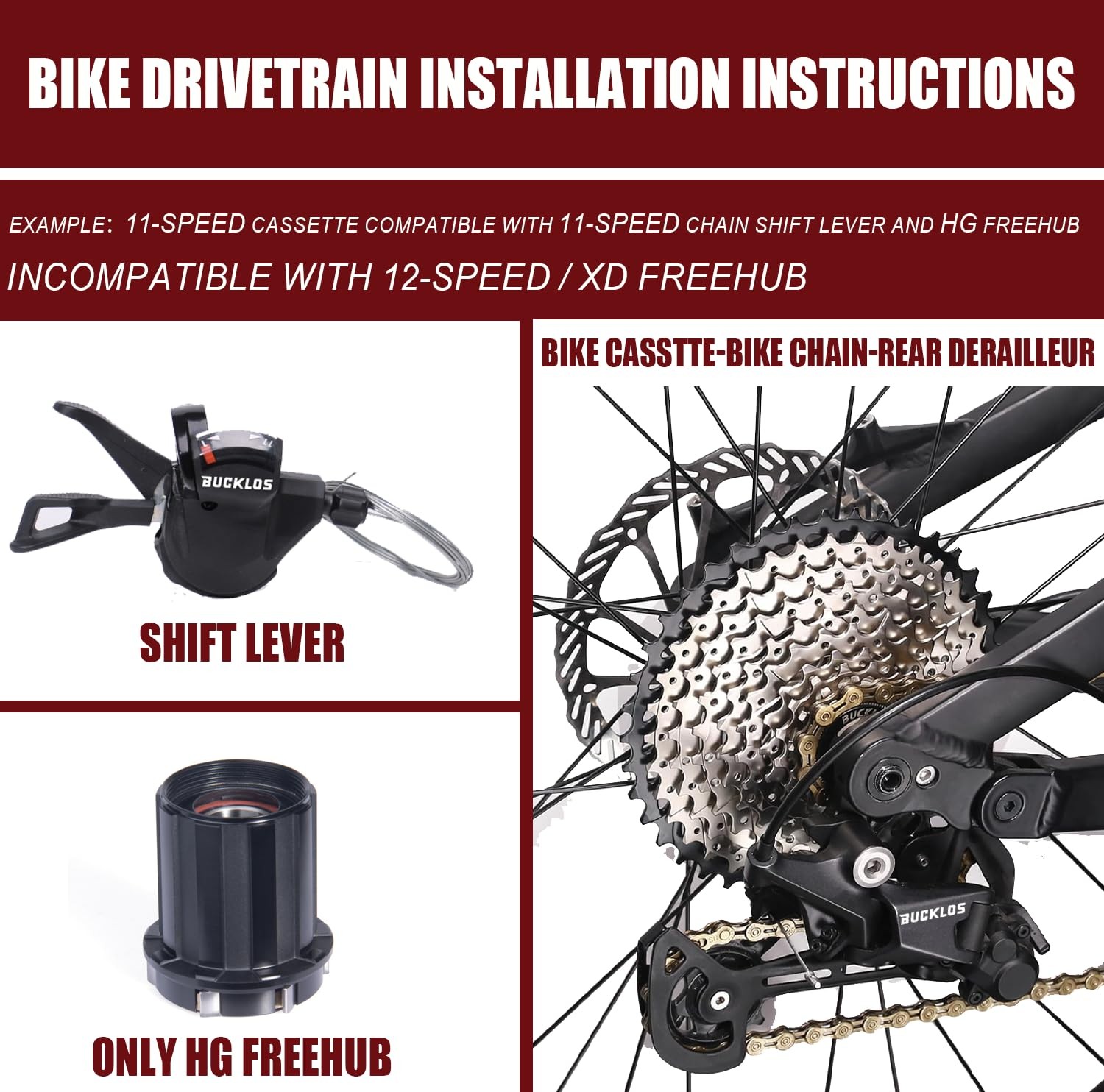 BUCKLOS 8/9/10/11/12 Speed Cassette Ultra-Light 10S-11-46T, 10 Speed-11-46T