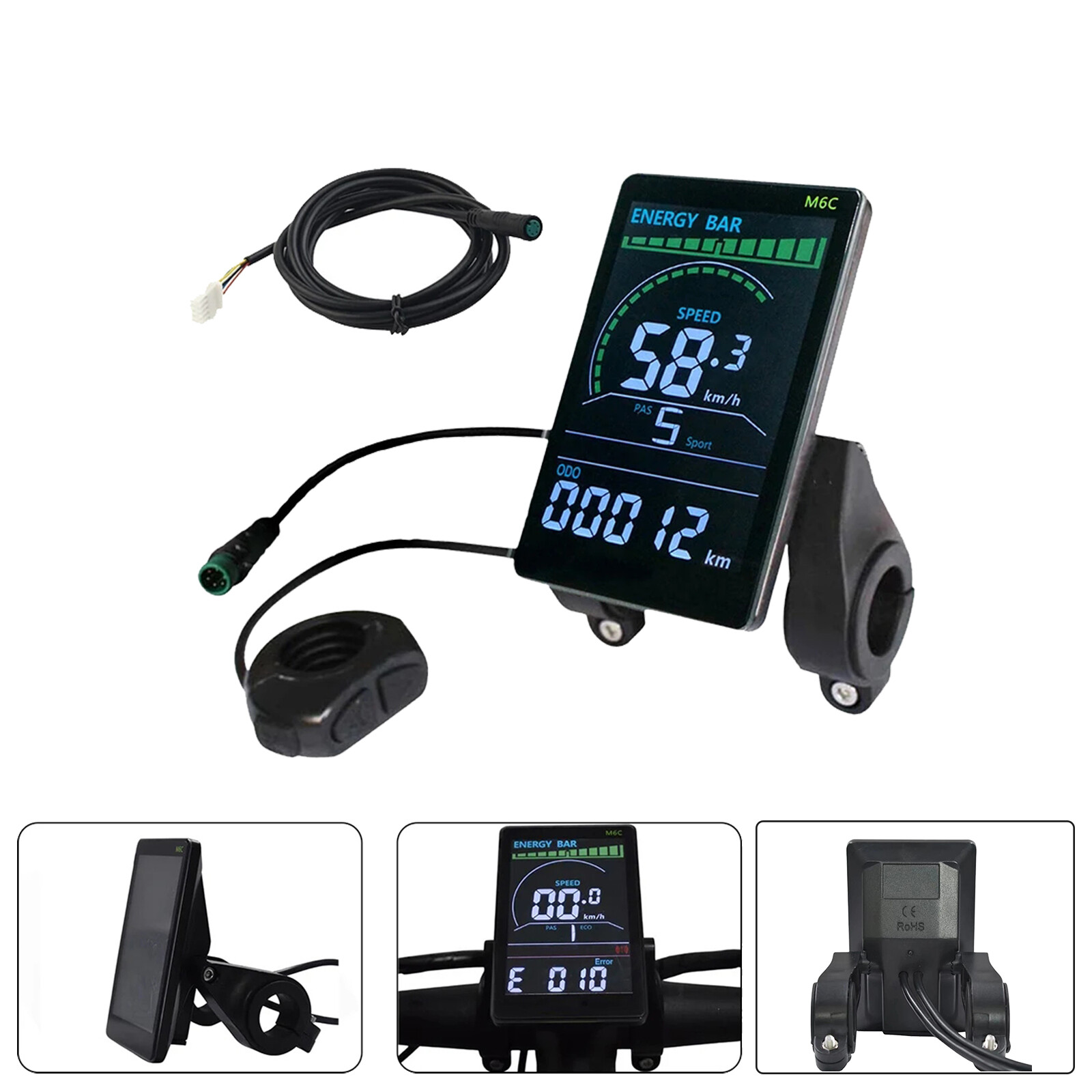 E-Bike 24V 36V 48V 52V 60V M6C Colorful LCD Power Speed Display SM/WP Plug AUS