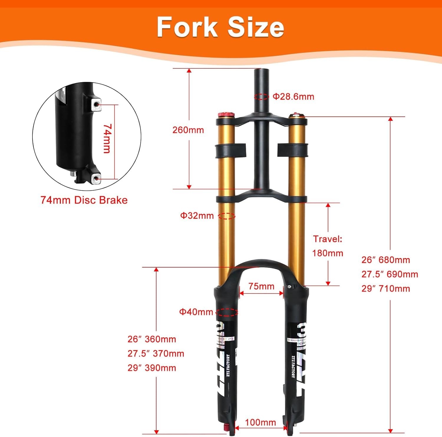 26/27.5/29 inch Mountain Bike Air Suspension Fork,180mm Travel,QR 9mm, for XC/AM