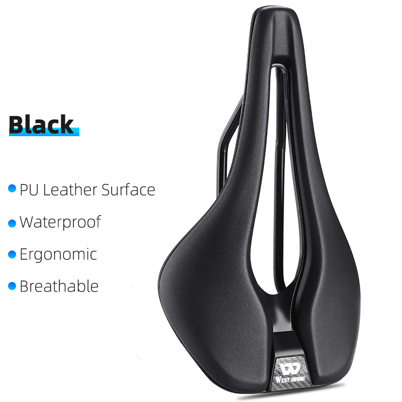 PU Leather Bike Seat Short Nose Racing Bike Saddle Hollow Bicycle Saddle Cushion