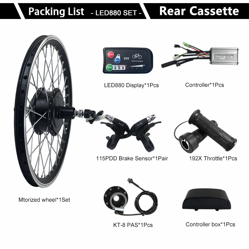 250W/350W/500W 36V/48V MTB E-bike Conversion Kit Rear Cassette Wheel Hub Motor