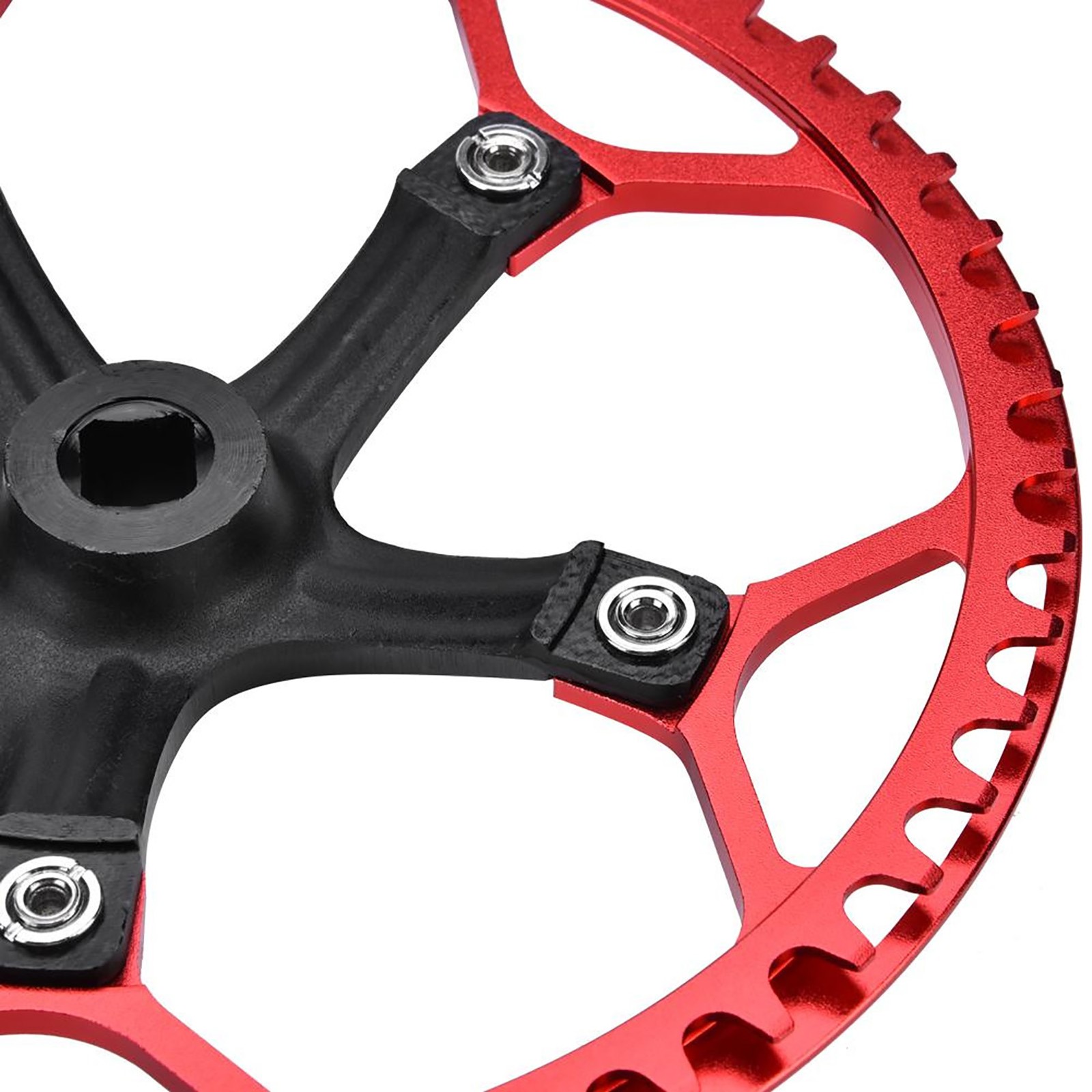 Meijun Bike Crankset 170mm Bicycle Chainwheel Chain Set 45T 47T (black Red