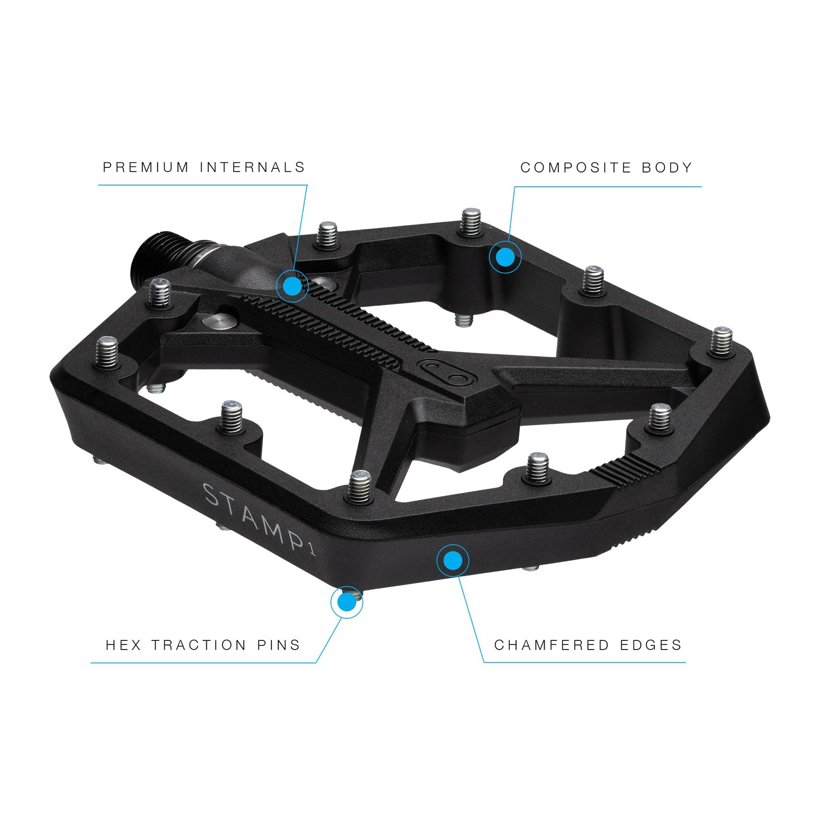 Crankbrothers Stamp 1 Gen 2Composite Mtb Bike Pedal Black Large 16809