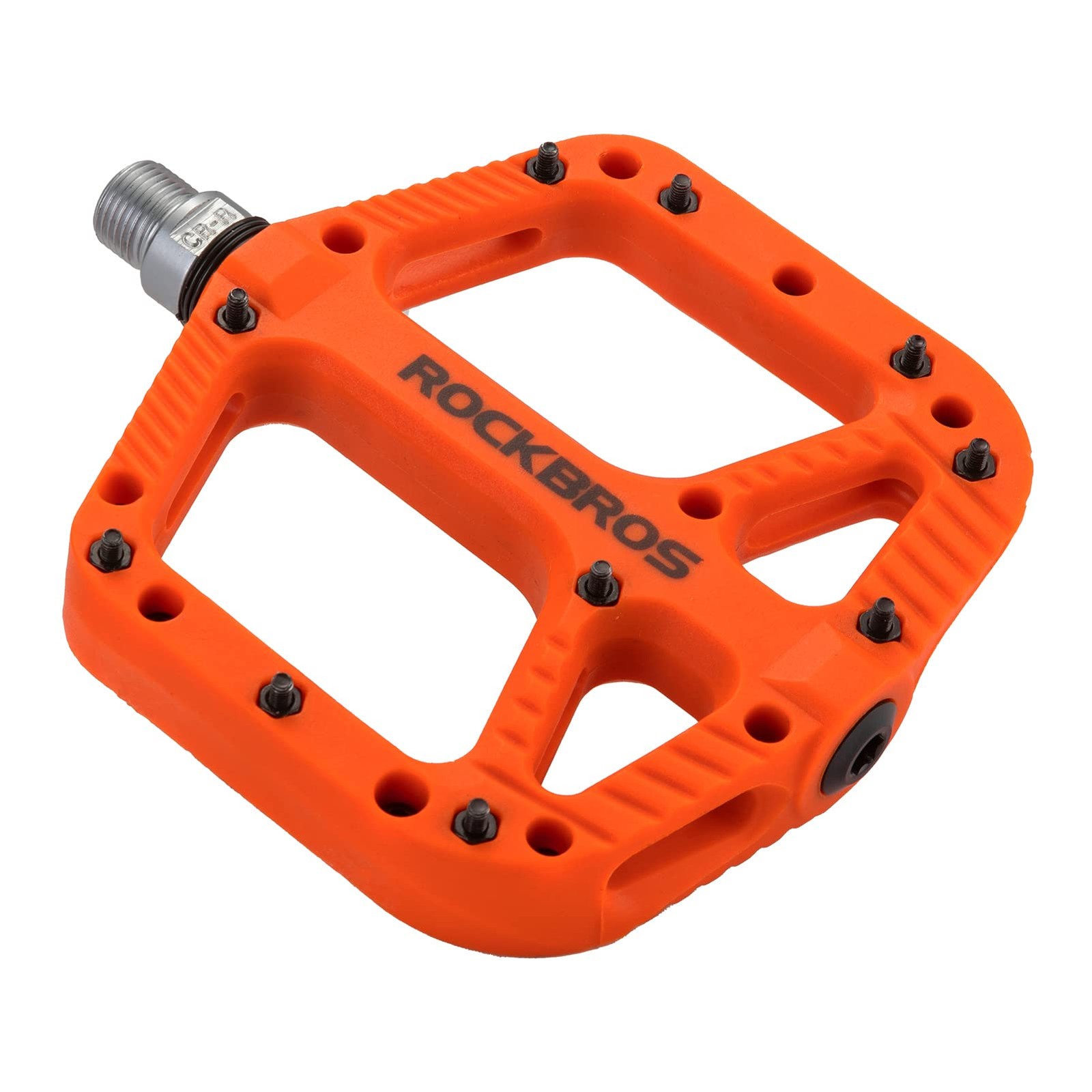ROCKBROS Mountain Bike Pedals Nylon Composite 4.56 inches x 5.3″, Orange