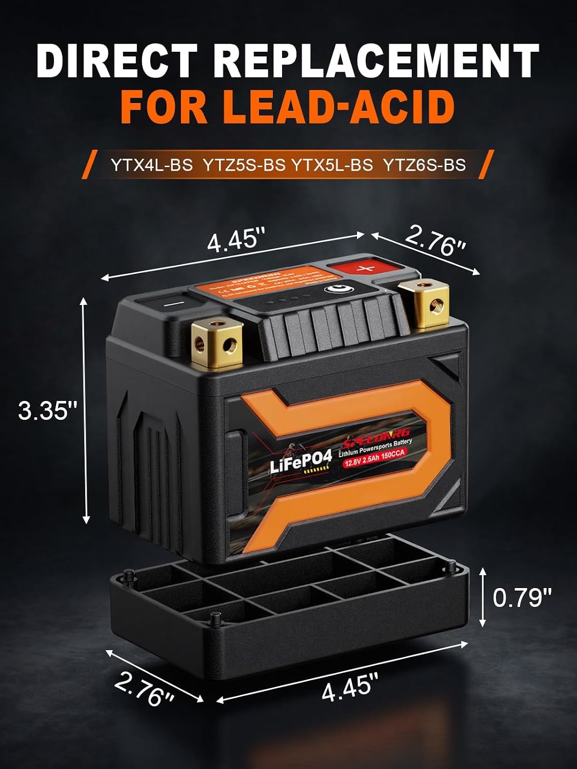 Lithium Motorcycle Battery YTX4L-BS / YTZ5S-BS, 12.8V 2.5Ah YTX4L-BS 2.5Ah