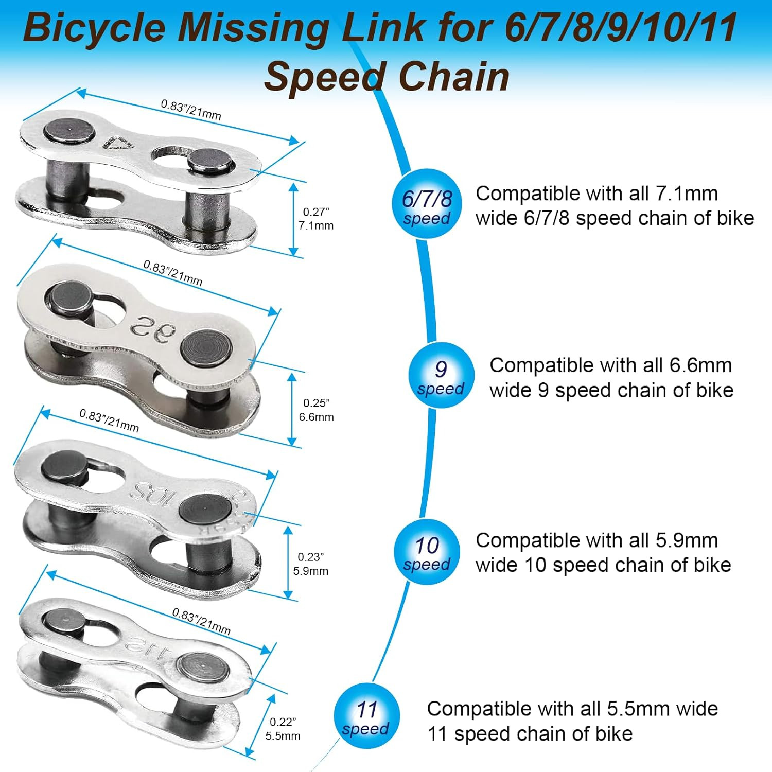 8 Pairs 6/7/8/9/10 Speed Bicycle Chain Connector Missing Link for MTB/Road/BM…