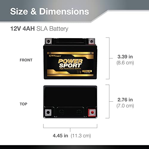 – AGM Motorcycle Battery 12V 4Ah for 50cc Scooter SA50 Elite LX, YTX4L-BS
