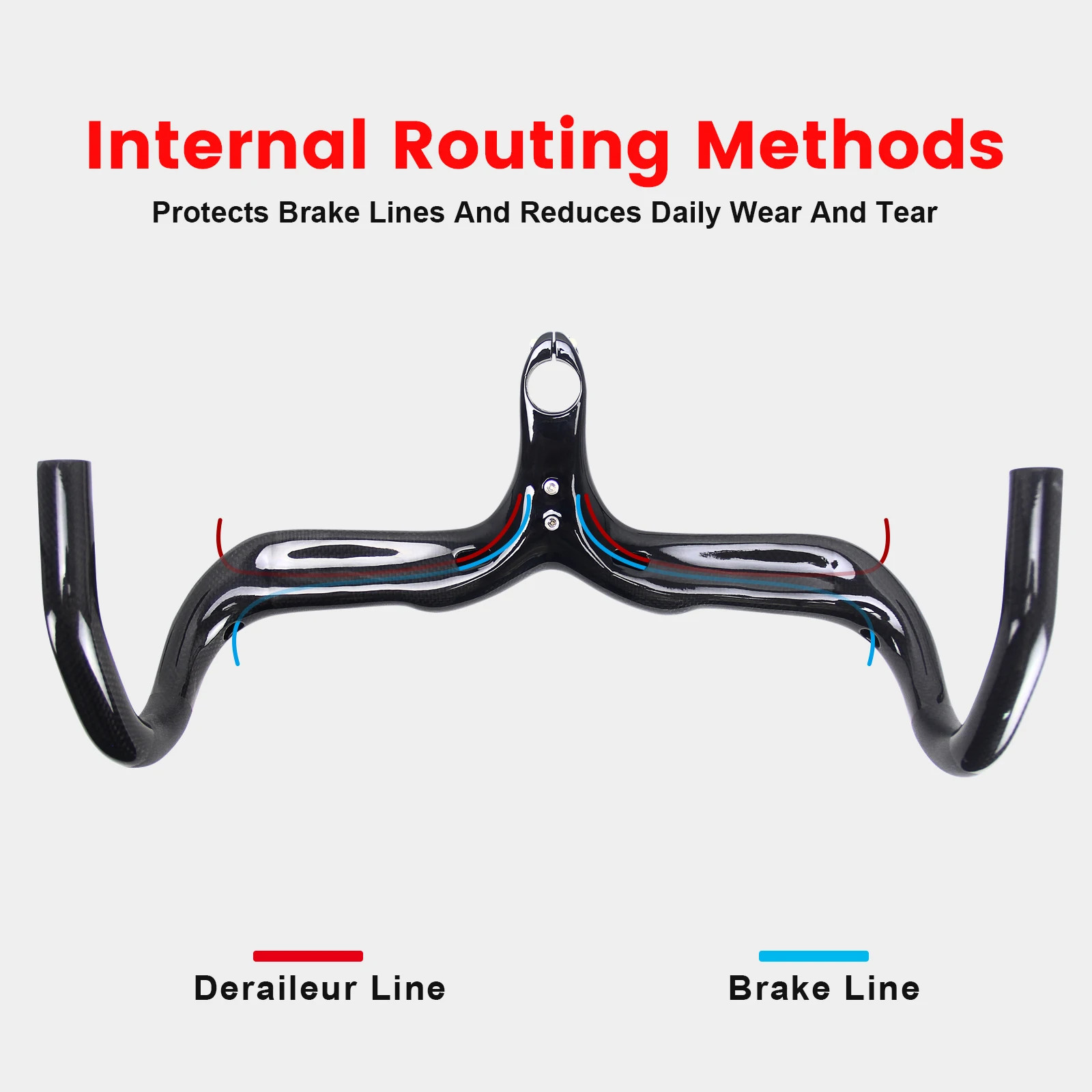 Carbon Road Bicycle Integrated Handlebar Internal Routing Drop Bar 400/420/440mm
