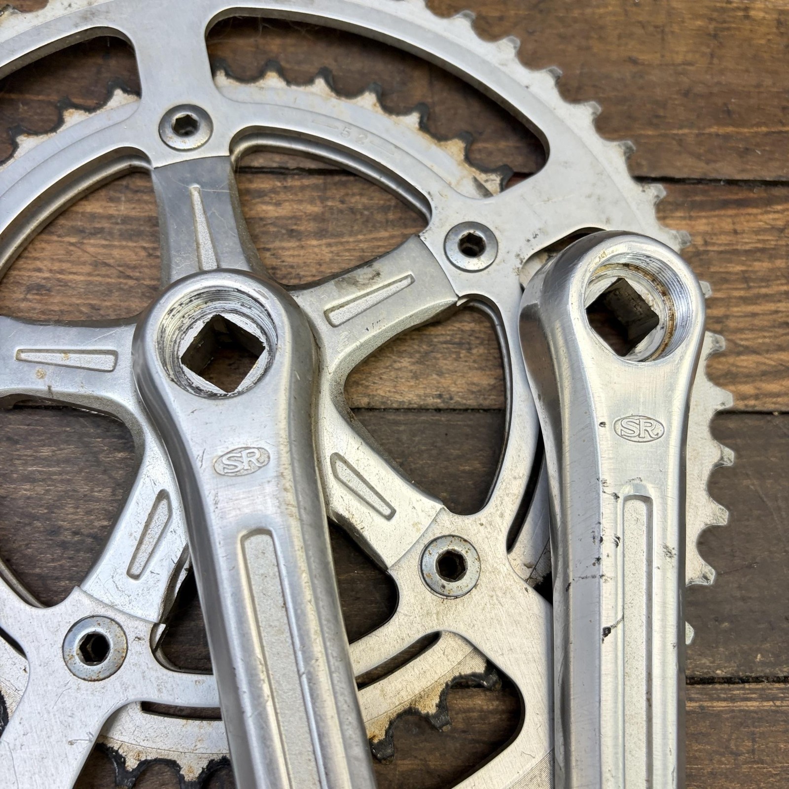 Vintage SR Double Crankset 170mm 118 BCD 52/40T Road Bike Fits 70s Trek