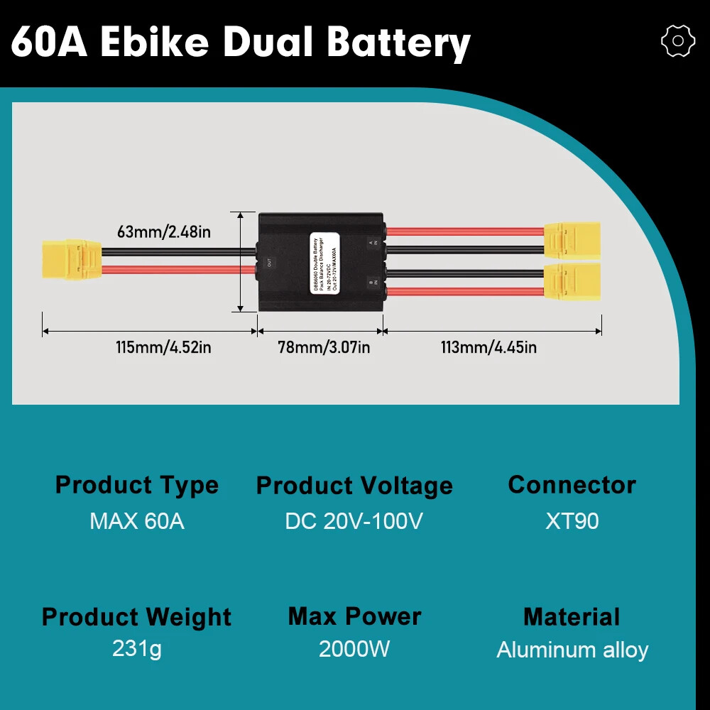 20V-100V 20A-120A Ebike Double Battery Discharge Converter Connection Adapter