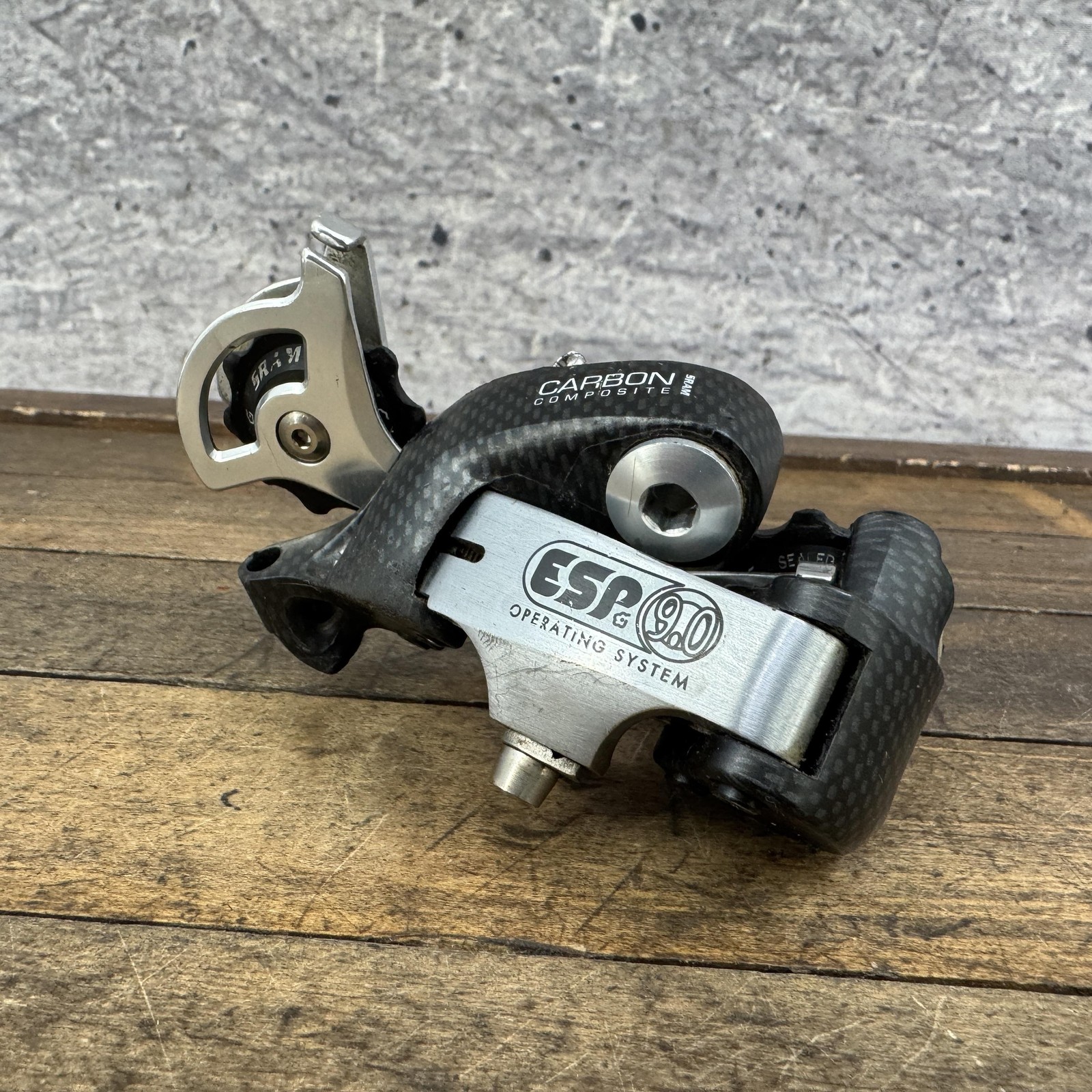 Vintage SRAM ESP 9.0 Rear Derailleur Long Cage Carbon Black 225g 90s MTB