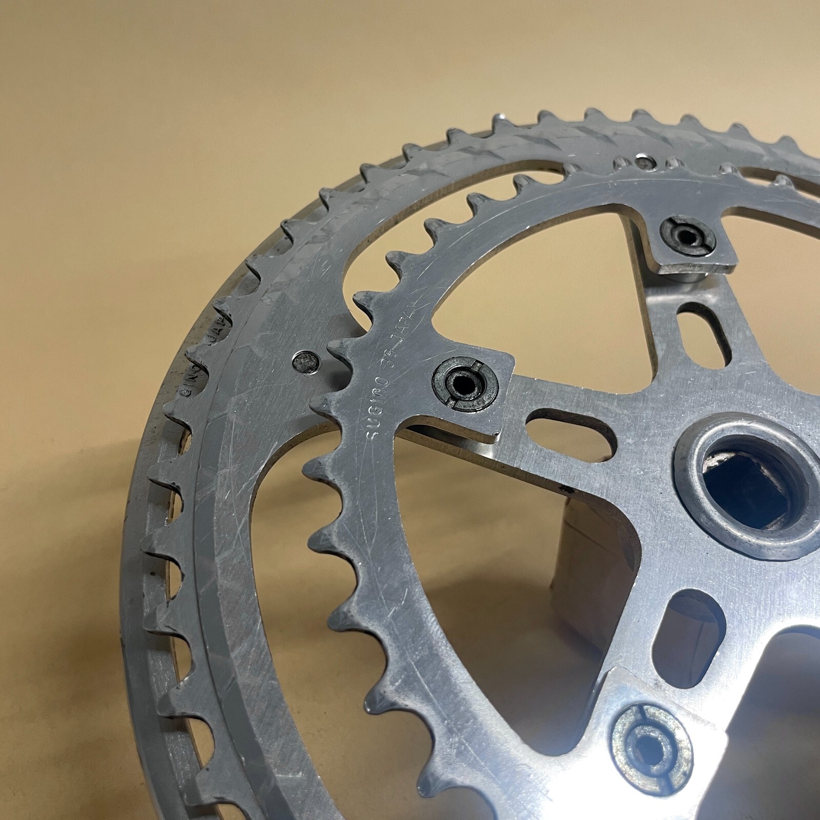 Vintage Sugino Super Maxy 170mm Crankset, 52/39T w/ Chainguard, 110BCD
