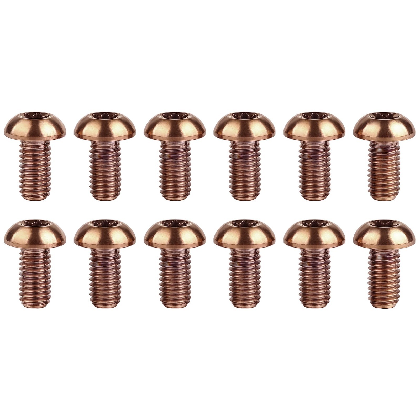 12Pcs M5x10 Titanium Torx Bolts for Bicycle Disc Brake Rotor Screws Gr5 (Bronze)