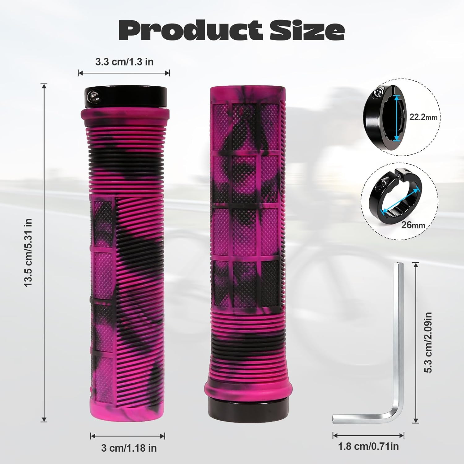 Bike Grips, Single Lock-On Bike Handlerbar Grips,Non-Slip-Rubber Hand Grip Comfo