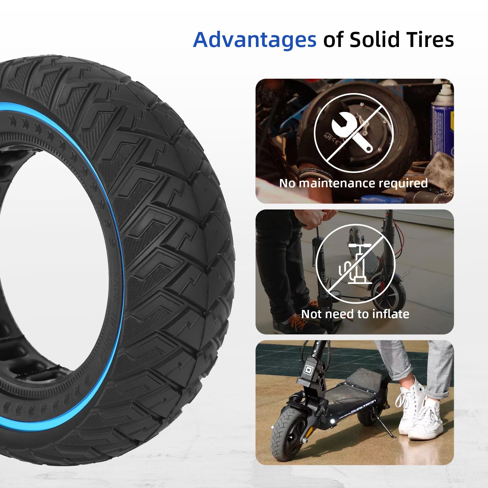 8.5×3 Solid Scooter Tire Front and Rear Wheels for Zero 8 Zero 9 VSETT 8 VSET…