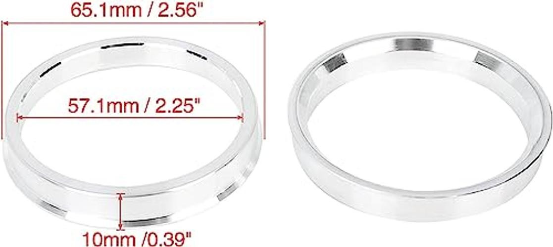 4pcs 65.1 to 57.1 mm Aluminium Alloy Car Hub Centric Rings Wheel Bore Spacer