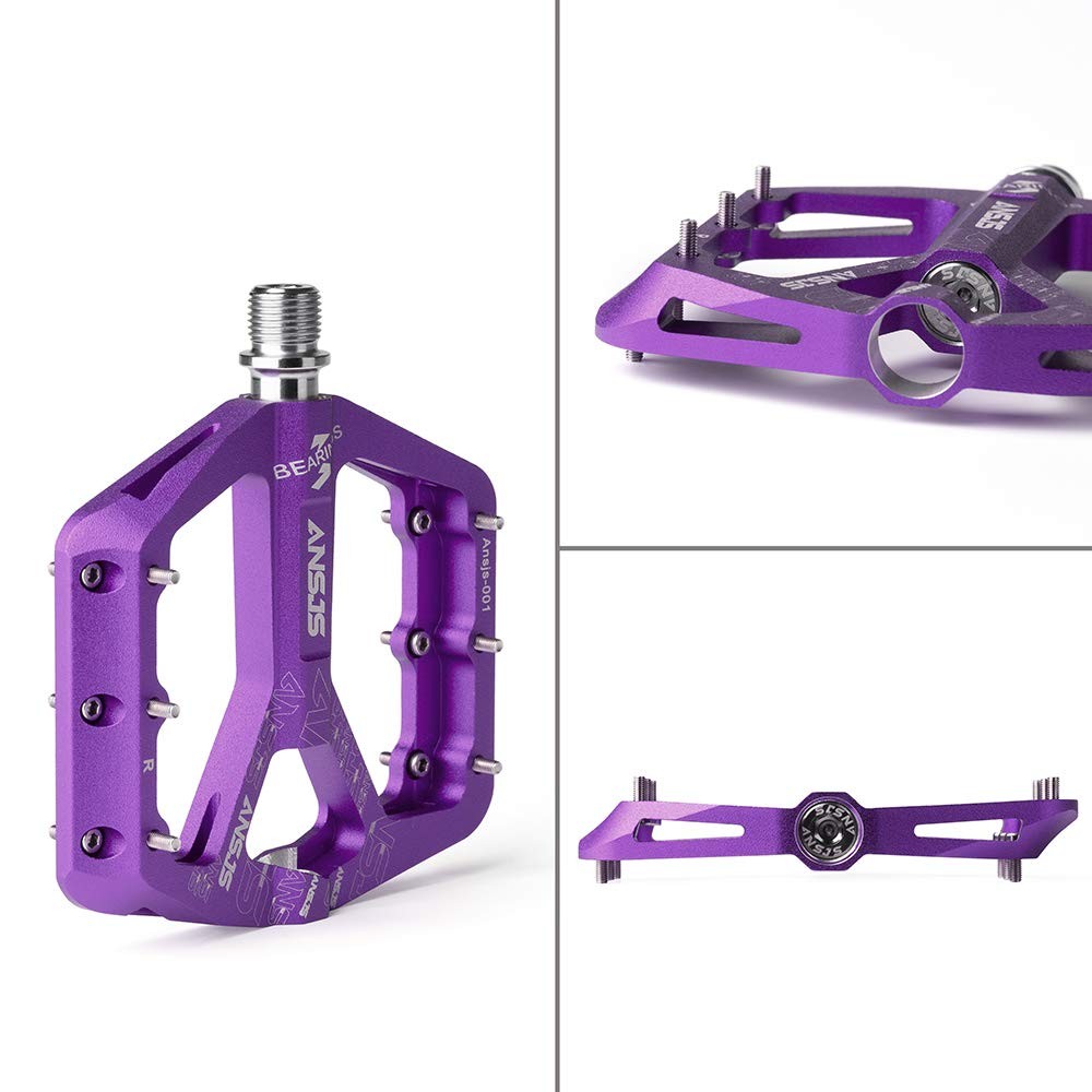 ANSJS Mountain Bike Pedals MTB Pedals Bicycle Flat Pedals Aluminum 9/16″ Seal…