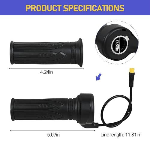 20X 3 Pin Full Twist Ebike Throttle, Universal 12V-72V for Electric Bicycle