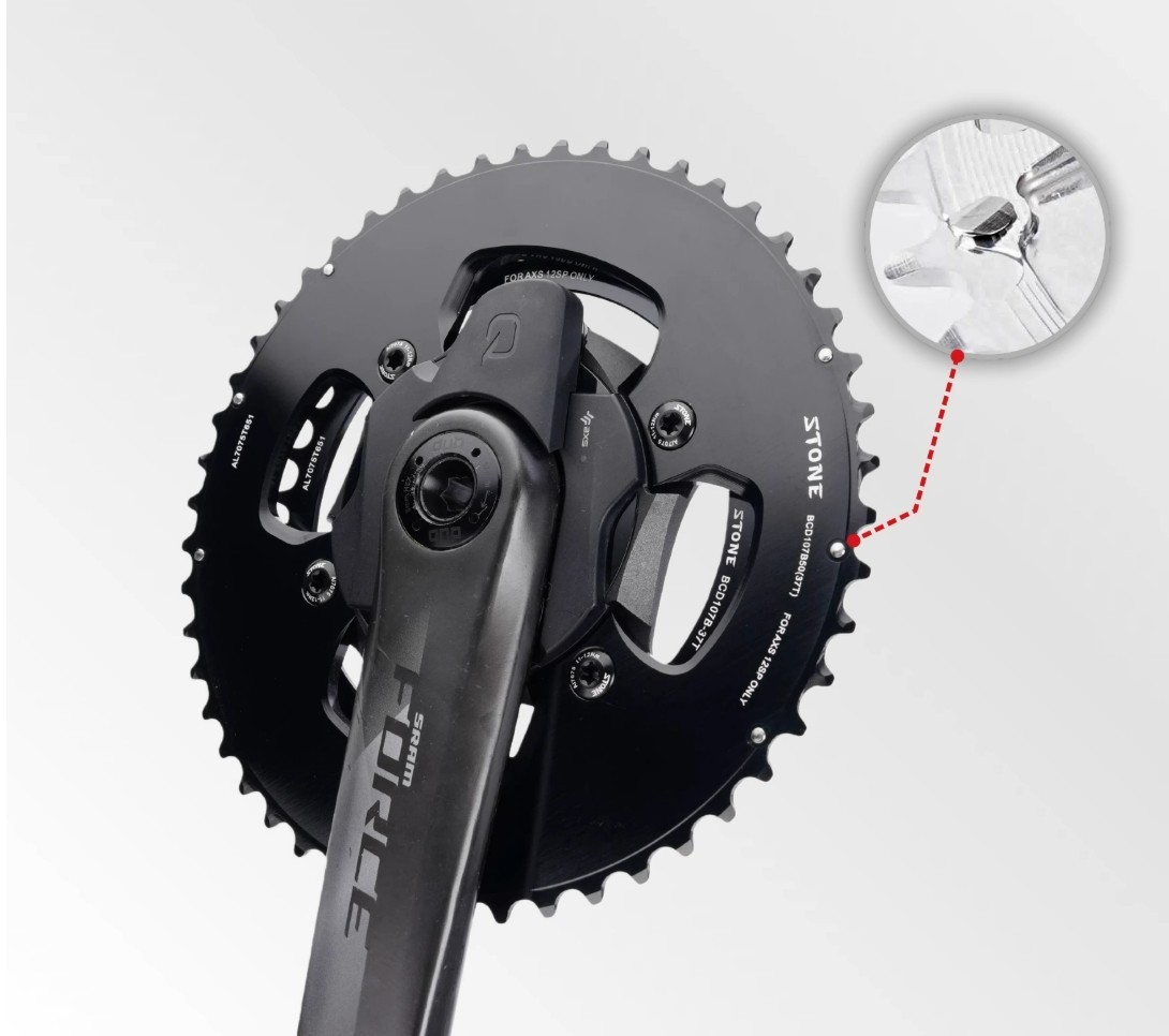 Stone BCD107 Double Chainring for Sram Force ETAP AXS 12 Speed Flattop Chain