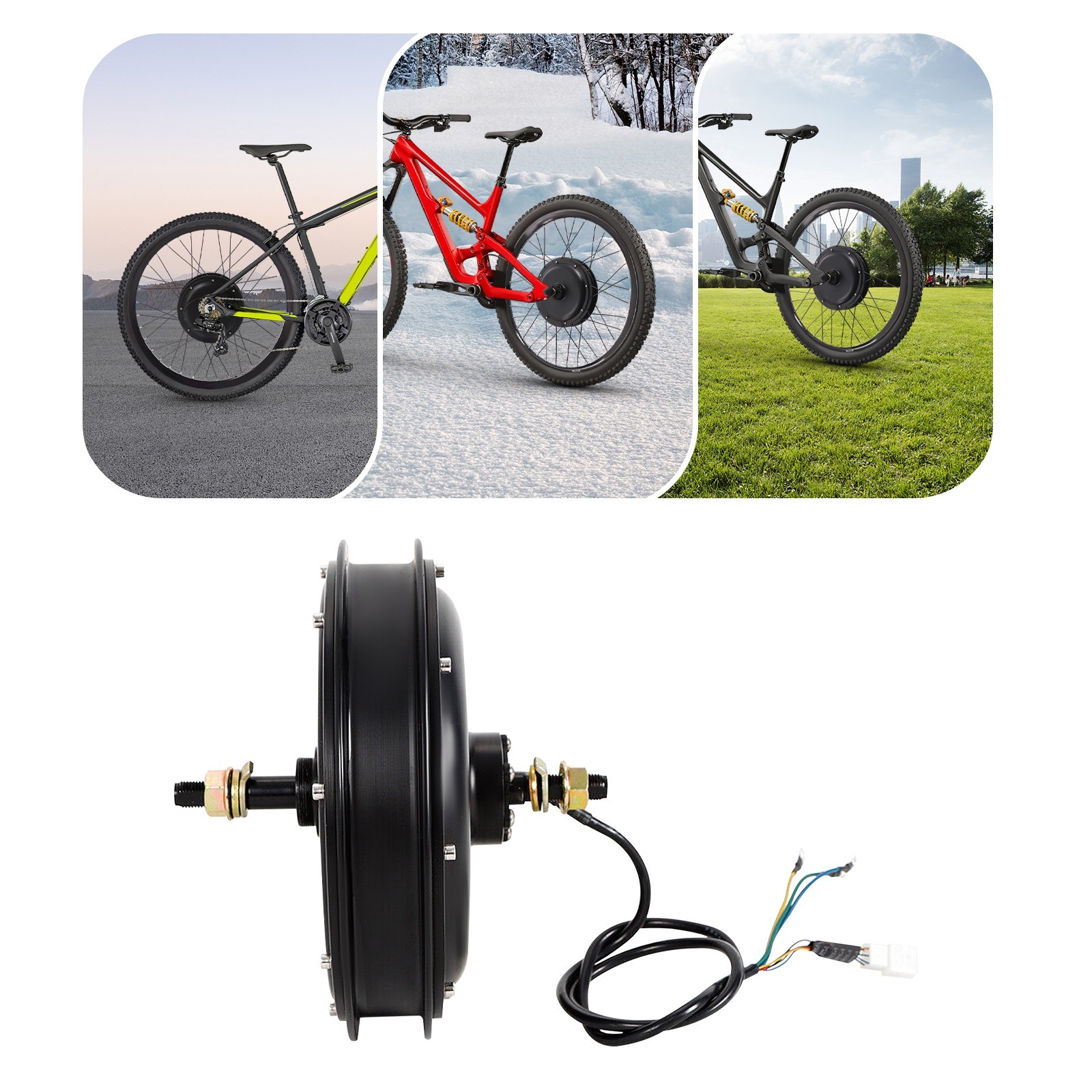 1500W E-Bike Conversion Kit 48V Fat Ebike Hub Motor Hub Rear Wheel Motor 55N.m~