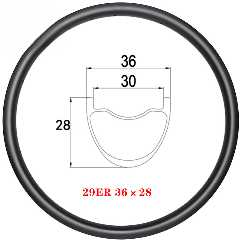 29er MTB Bicycle Carbon Rim 36*28mm Disc Tubeless Clincher 24H 28H 32H 36H
