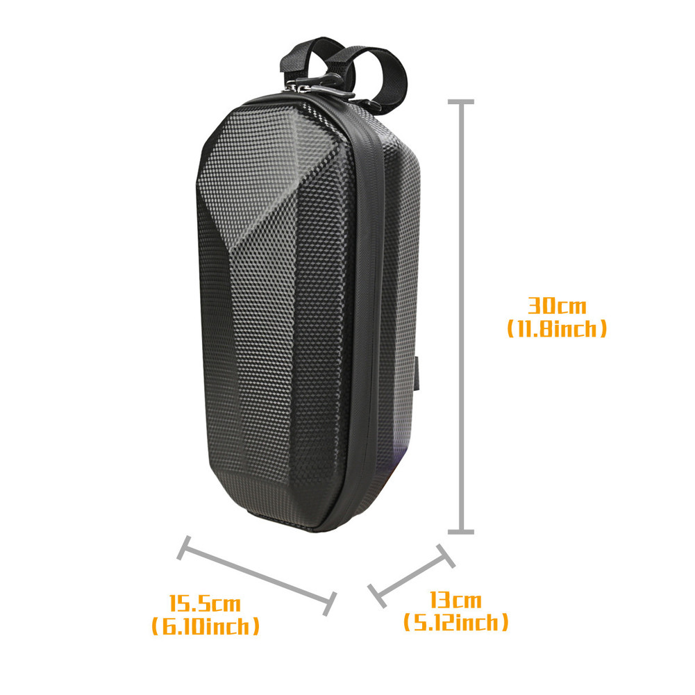 EVA Bicycle Handlebar Bag 30x13x15.5cm Hard Shell Protection Reflective Strips