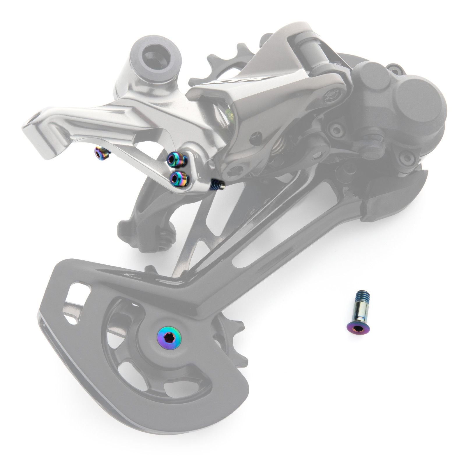 Oil Slick TITANIUM Rinbow Bolt Kit for Shimano XTR/XT/SLX Rear Derailleurs