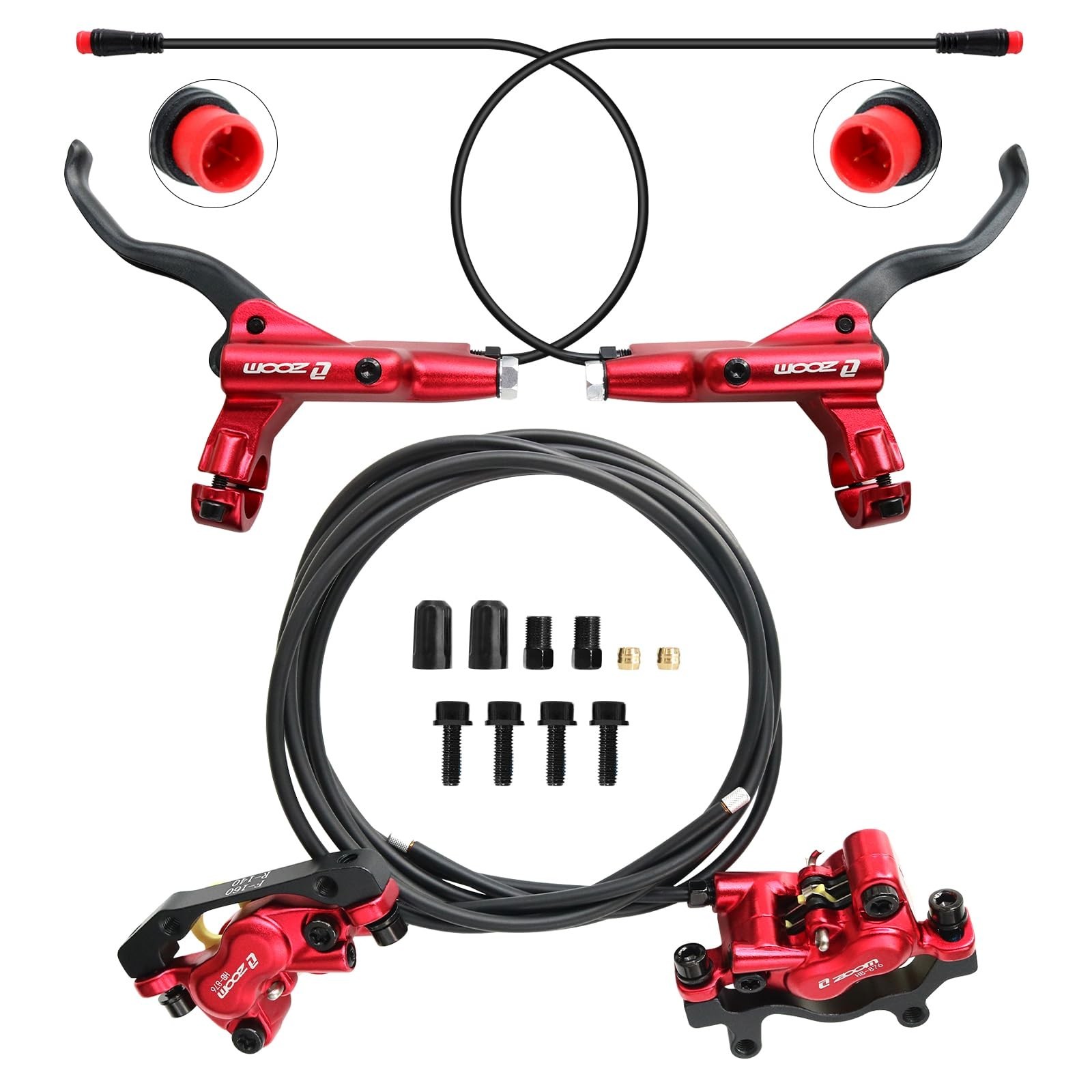 Zoom HB876E Hydraulic Disc Brakes Set 4-Pistons E-Bike Electric Power-OffHydr…