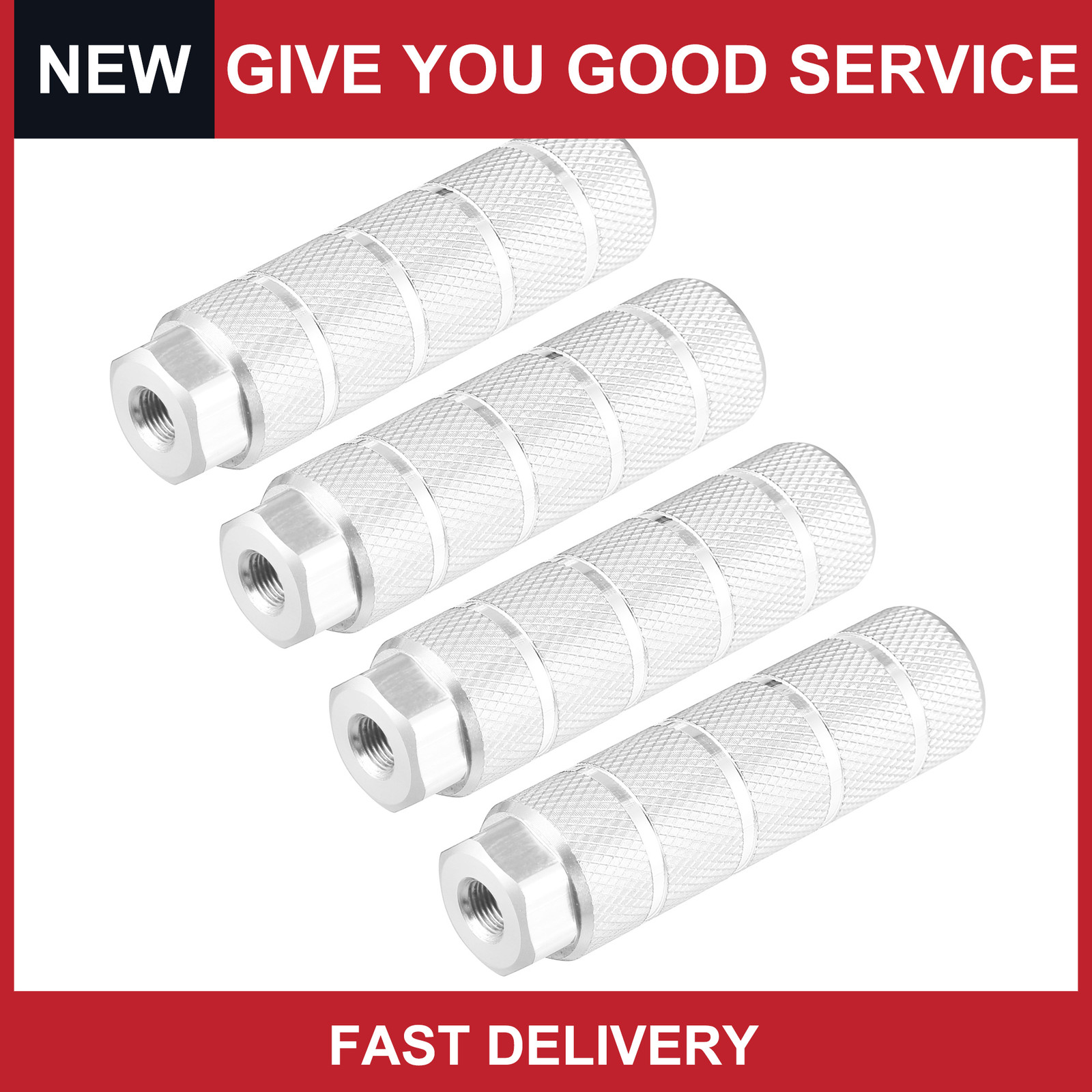 4Pcs Aluminum Alloy BMX MTB Bike Rear Foot Peg Silver Tone For 3/8 Inch Axle