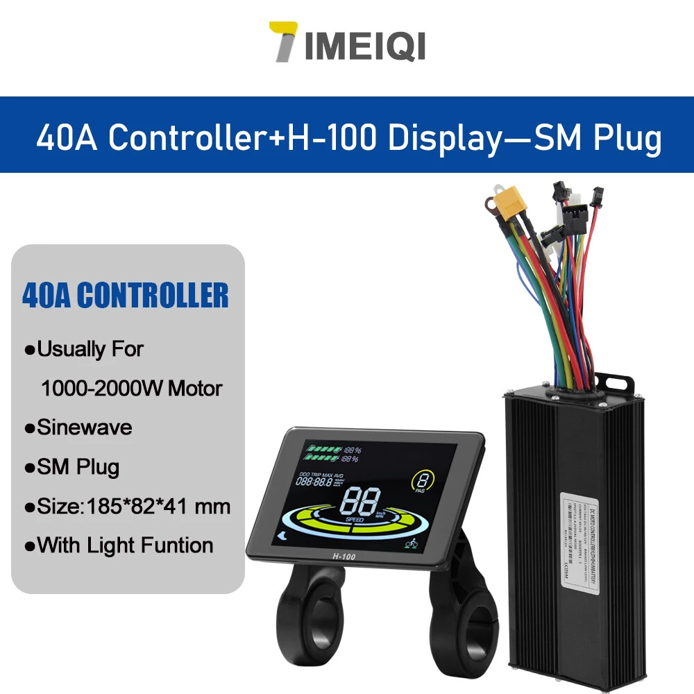 E-bike Sinewave Three-Mode Controller 36V 48V 52V 40A with S866 S966 LCD Display
