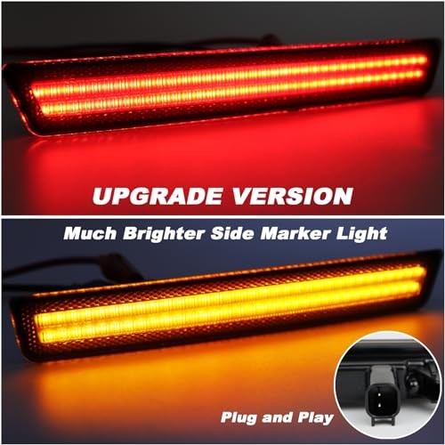 Smoked Lens LED Side Marker Lights Kit Front & Rear 15-23 Challenger Amber
