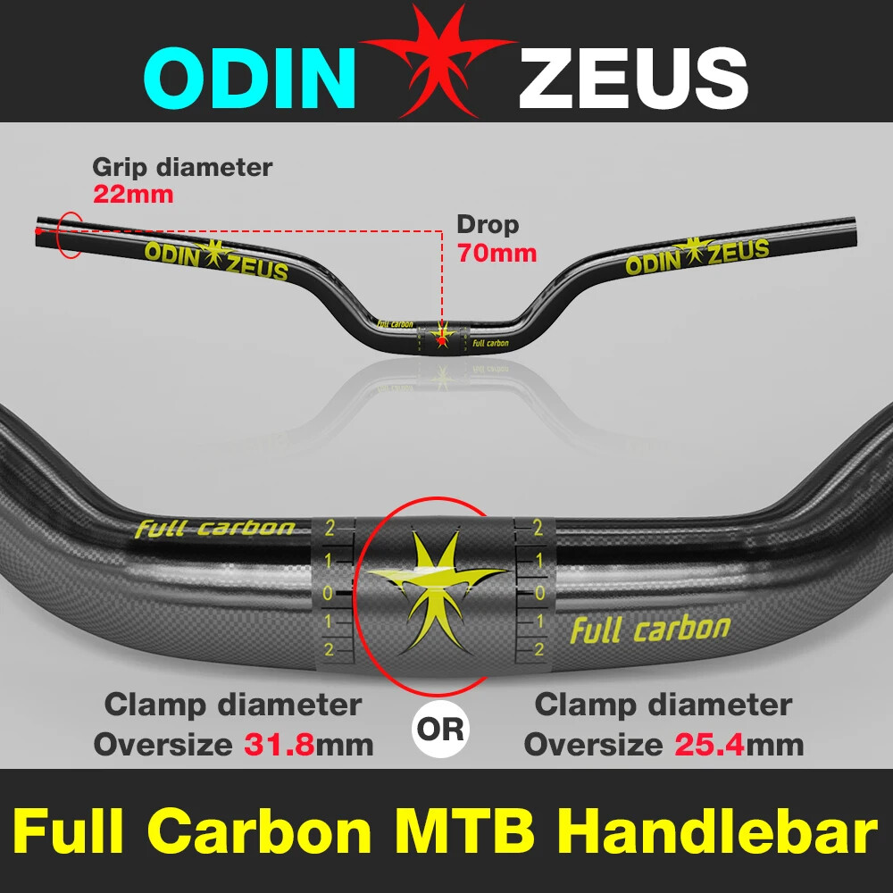 MTB Bicycle Handlebar Full Carbon Fiber Riser Bar 580-720mm Diameter 31.8/25.4mm