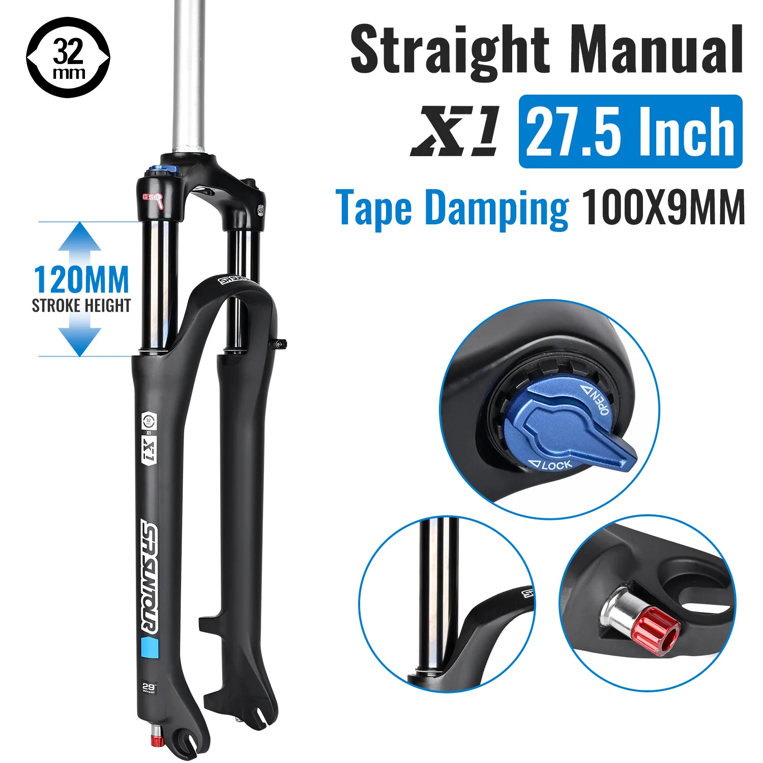 27.5 29″ Mountain Bike Oil Spring Suspension Fork QR BOOST 120MM Travel Froks