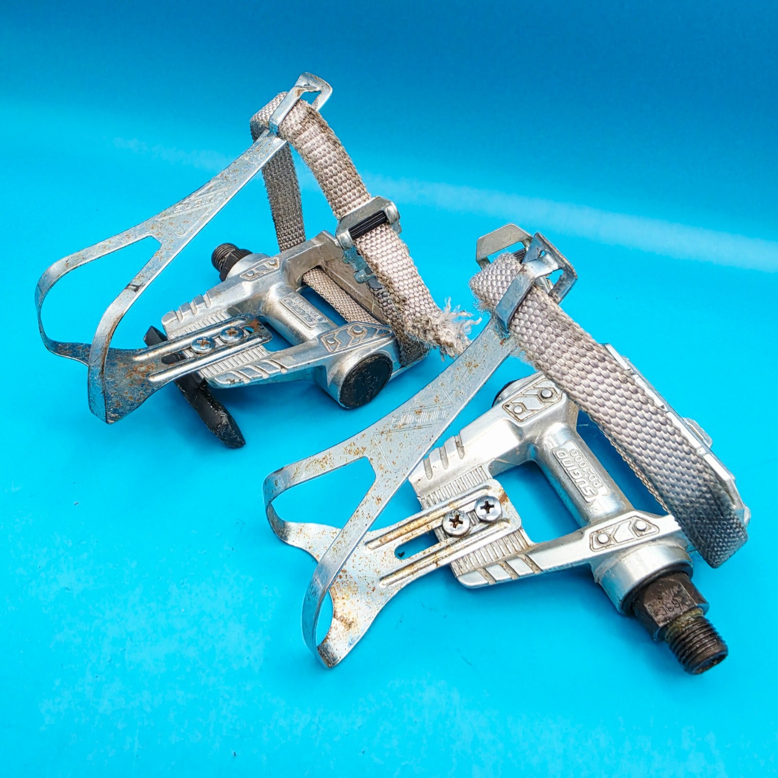 Sugino PD-1000 Toe Clip & Strap Pedal Set Fixie Road Bike Pedals JAPAN f29