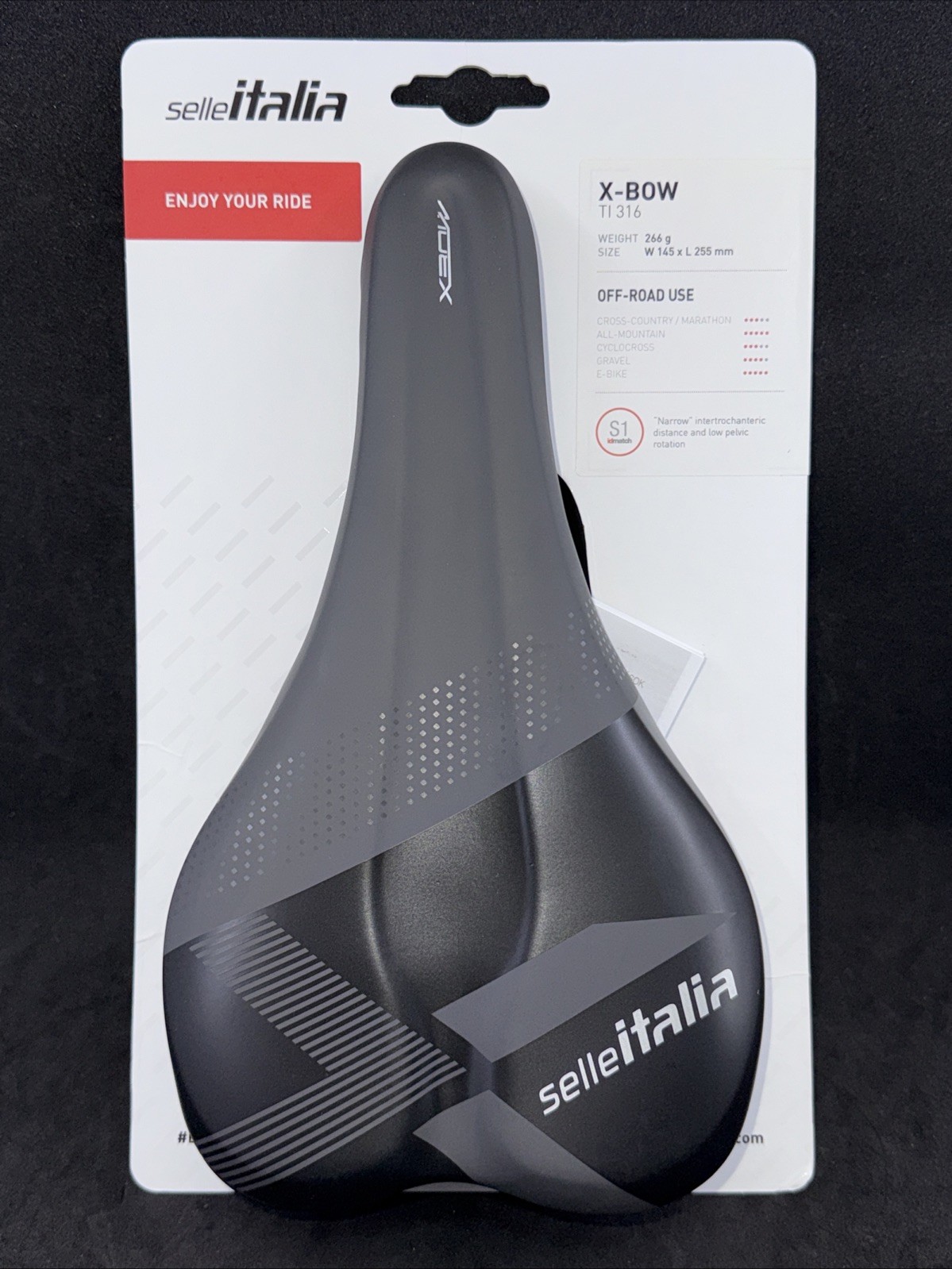 Selle Italia X-BOW Ti316 Rail Black S1 255mm x 145mm MSRP $120!