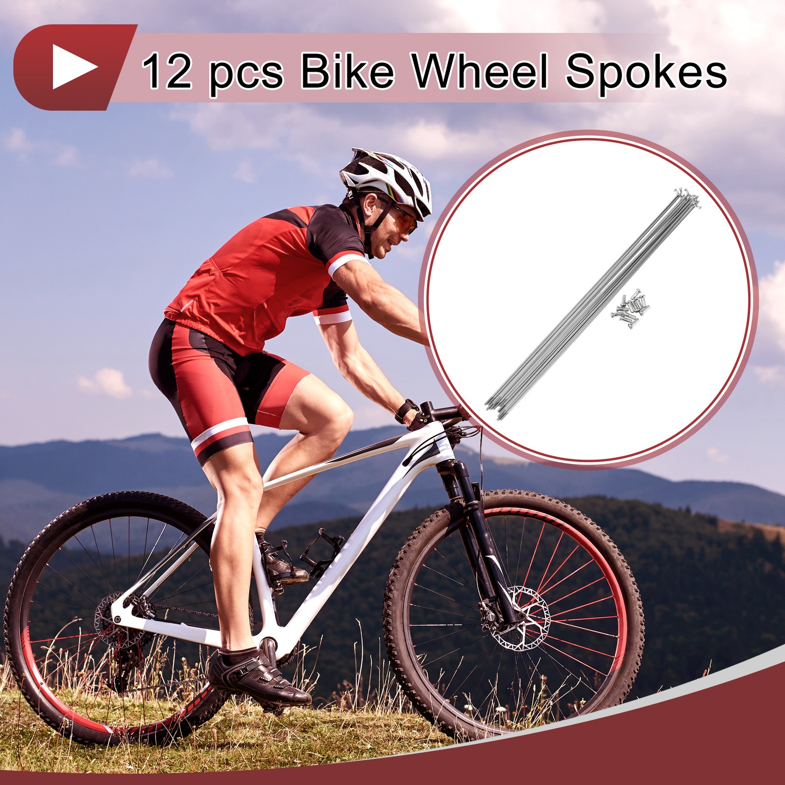 12 Set 14G Bicycle Spokes 285mm Bike Wheel Spokes 304 Stainless Steel