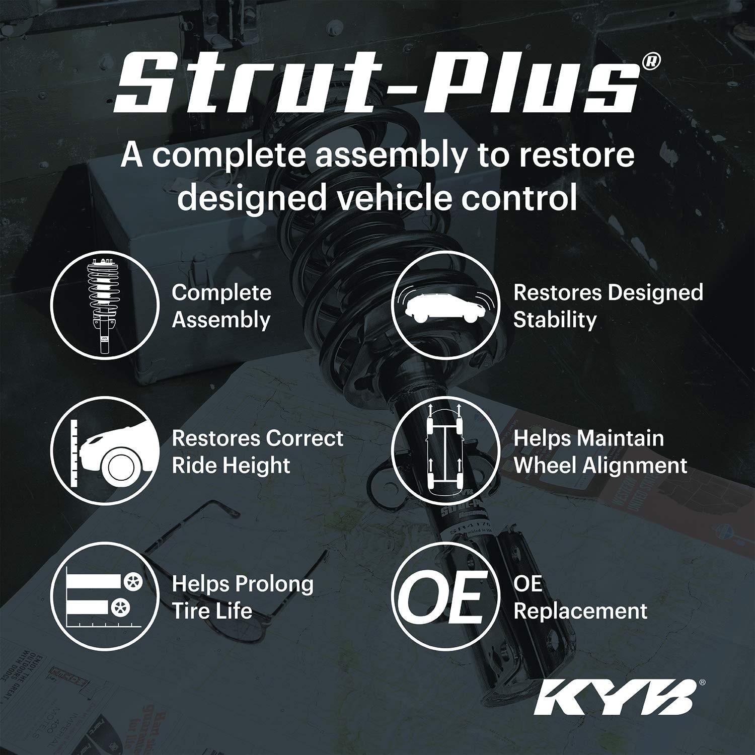 Kyb Sr4466 Strut-Plus Complete Corner Unit Assembly -Strut Mount And Spring