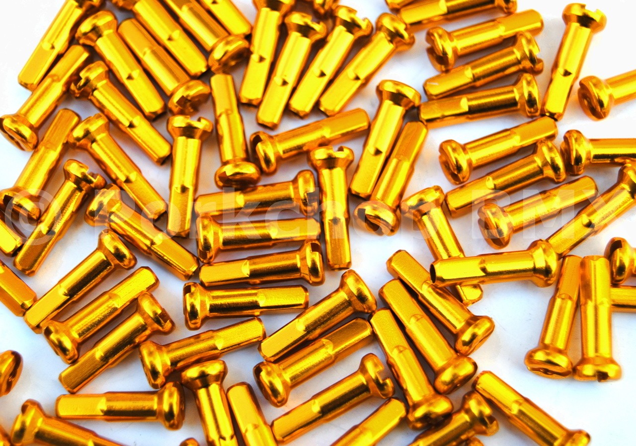 7075 Alloy 16mm Bicycle Spoke Nipples 14G (2.0mm) 75 ct GOLD