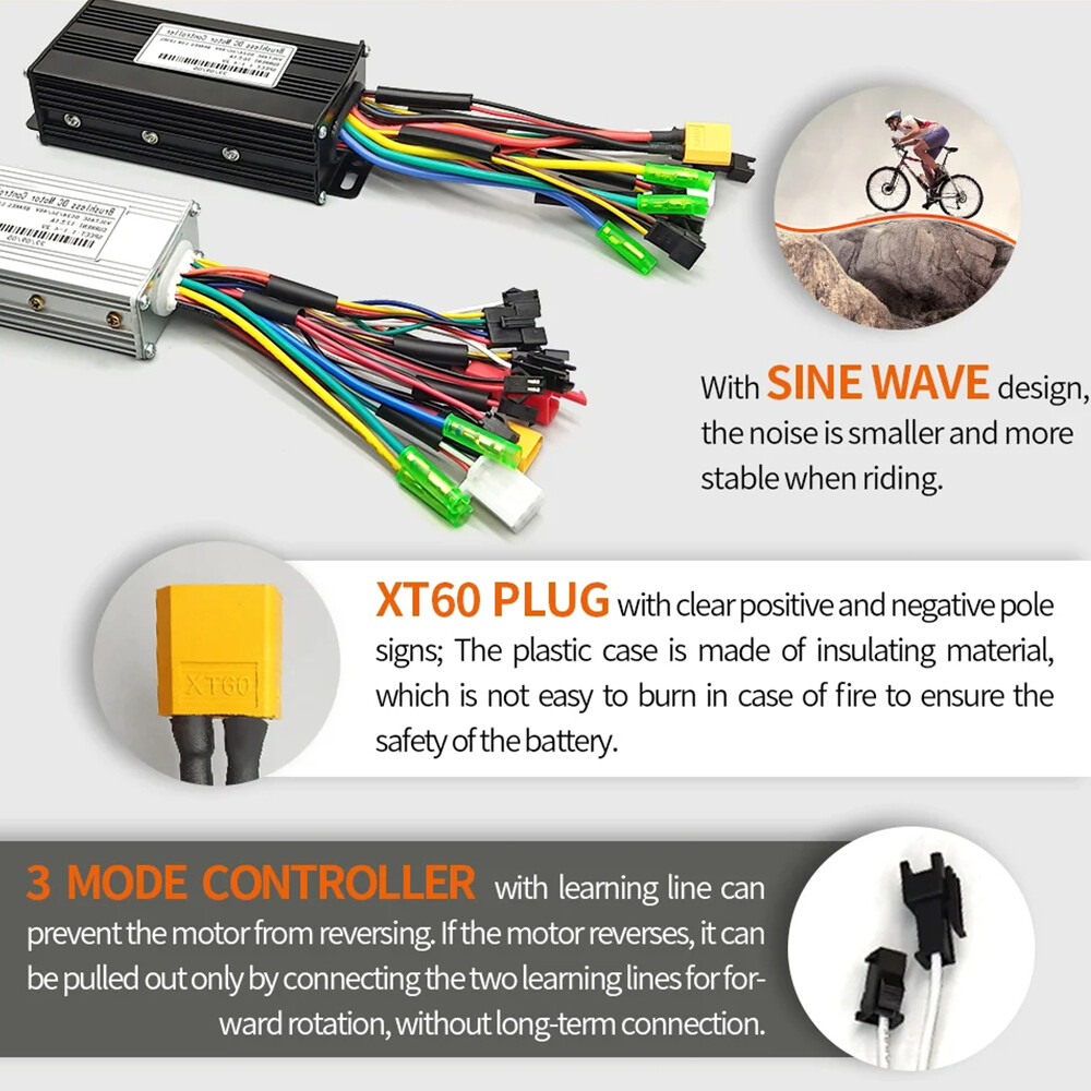 Ebike 36V 48V 30A Sinewave Controller+S966 LCD Display for 1000W Brushless Motor