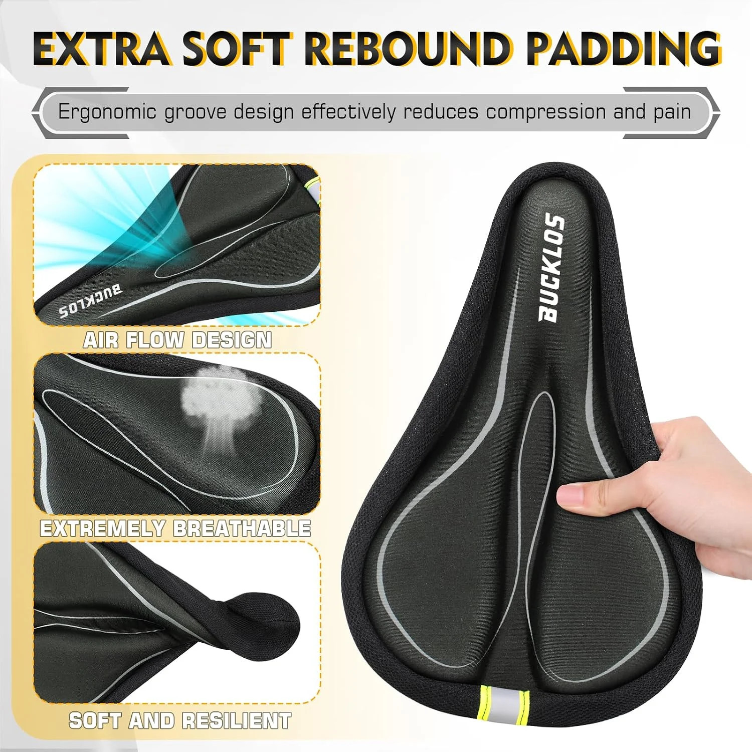 Bicycle Saddle bike Comfort Wide Soft Gel Bike Seat Sporty Air Cushion men women