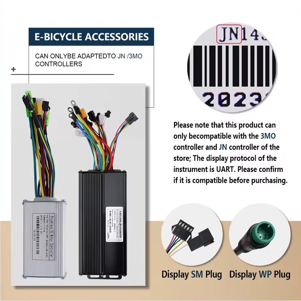 E-Bike Colour T5S LCD Display Power Speed Meter Control Panel 24V-72V SM/WP Plug