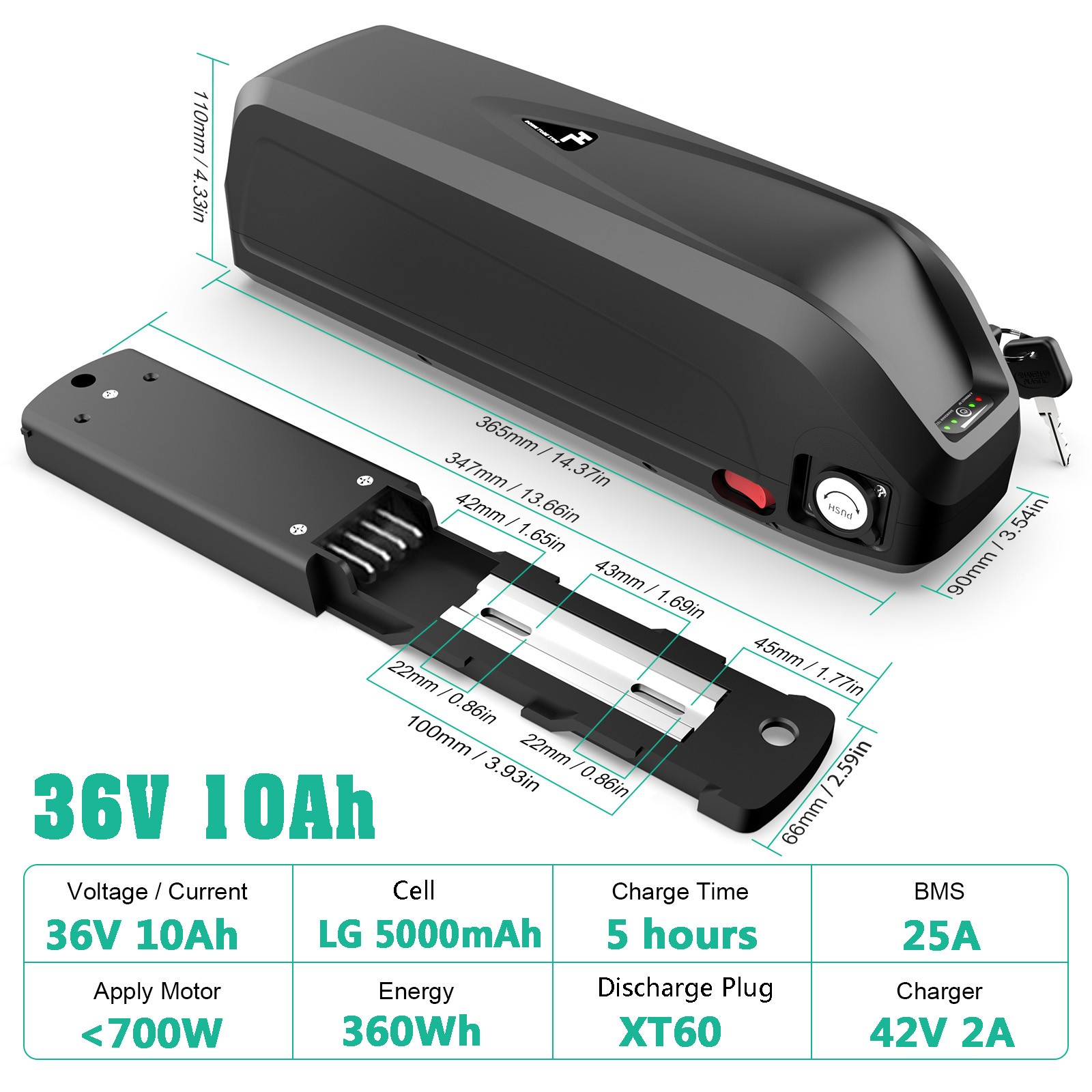 48V 52V 20Ah Ebike Lithium Battery Electric Bicycle Battery for Bafang 0~2000W