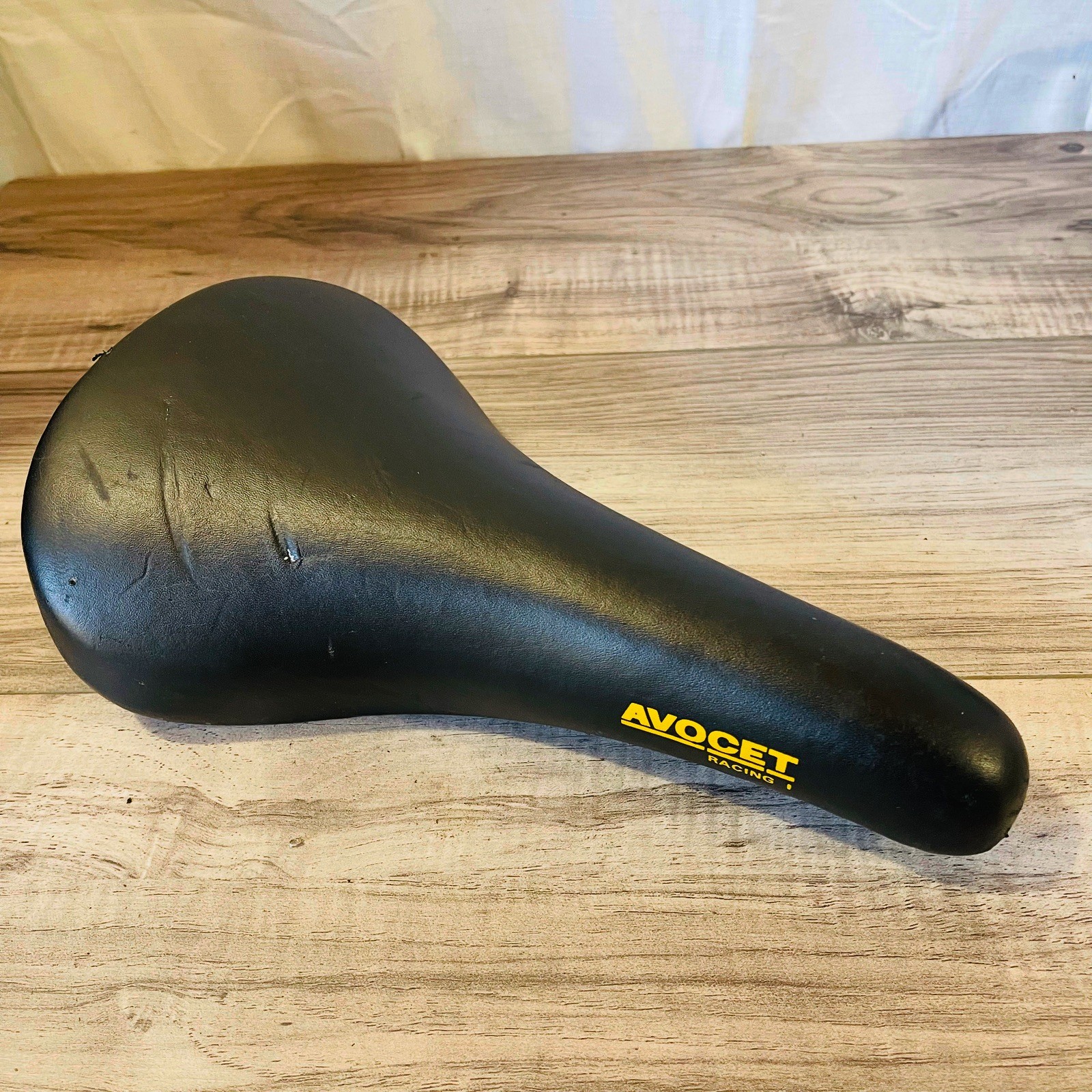 Vintage 1991 Avocet Racing I 1 Saddle Leather Black with Yellow