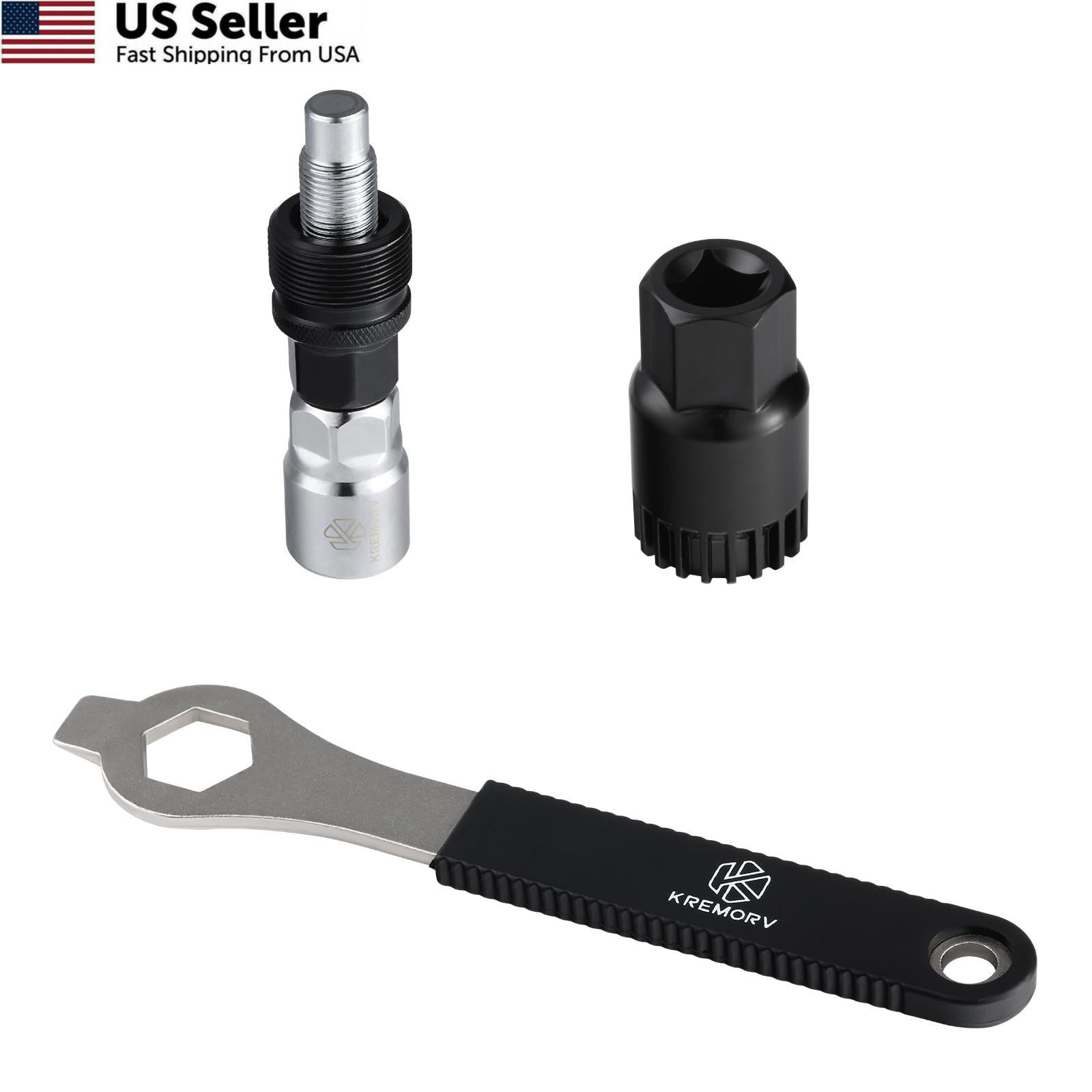 KREMORV Bike Crank Extractor with 16mm Spanner Repair Tools Kit Black